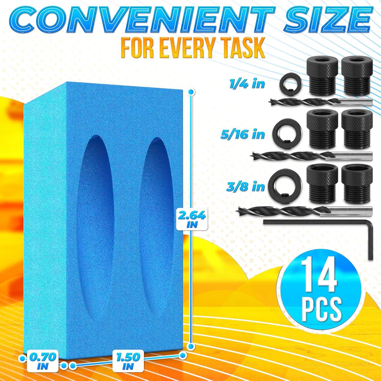 Kit de Plantilla de Agujeros Pocket LIBERHAUS con 6 Guías y 3 Brocas