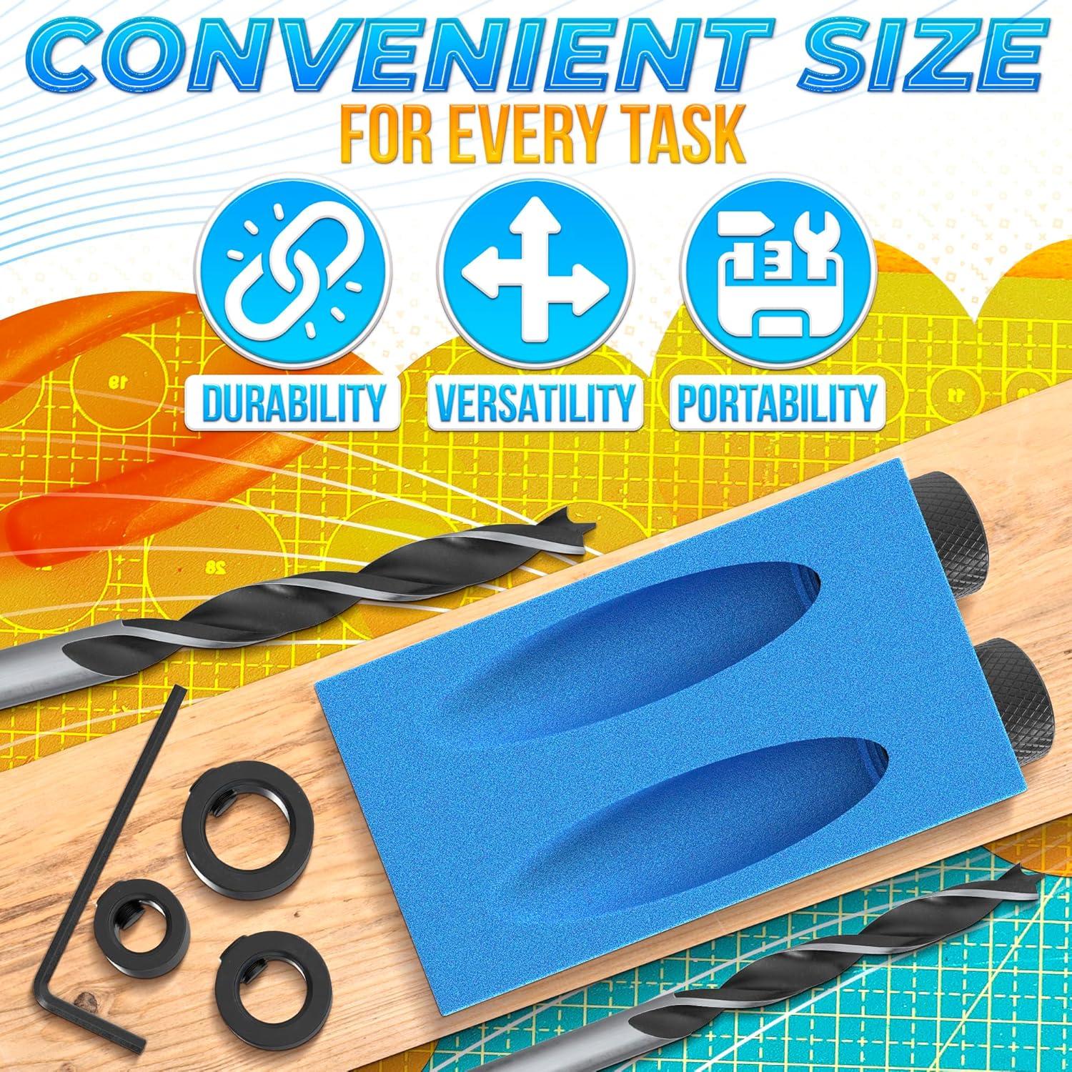 Kit de Plantilla de Agujeros Pocket LIBERHAUS con 6 Guías y 3 Brocas