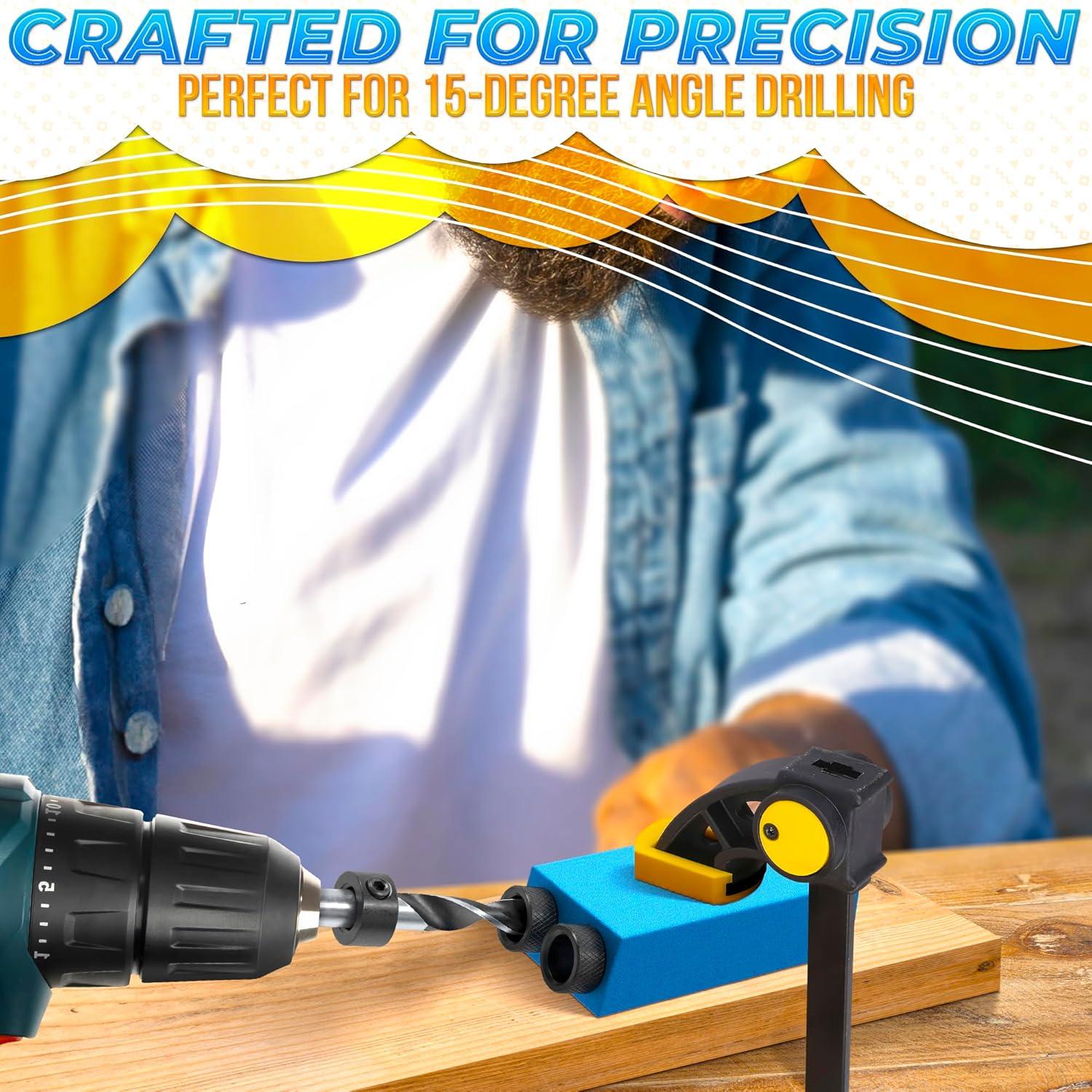 Kit de Plantilla de Agujeros Pocket LIBERHAUS con 6 Guías y 3 Brocas