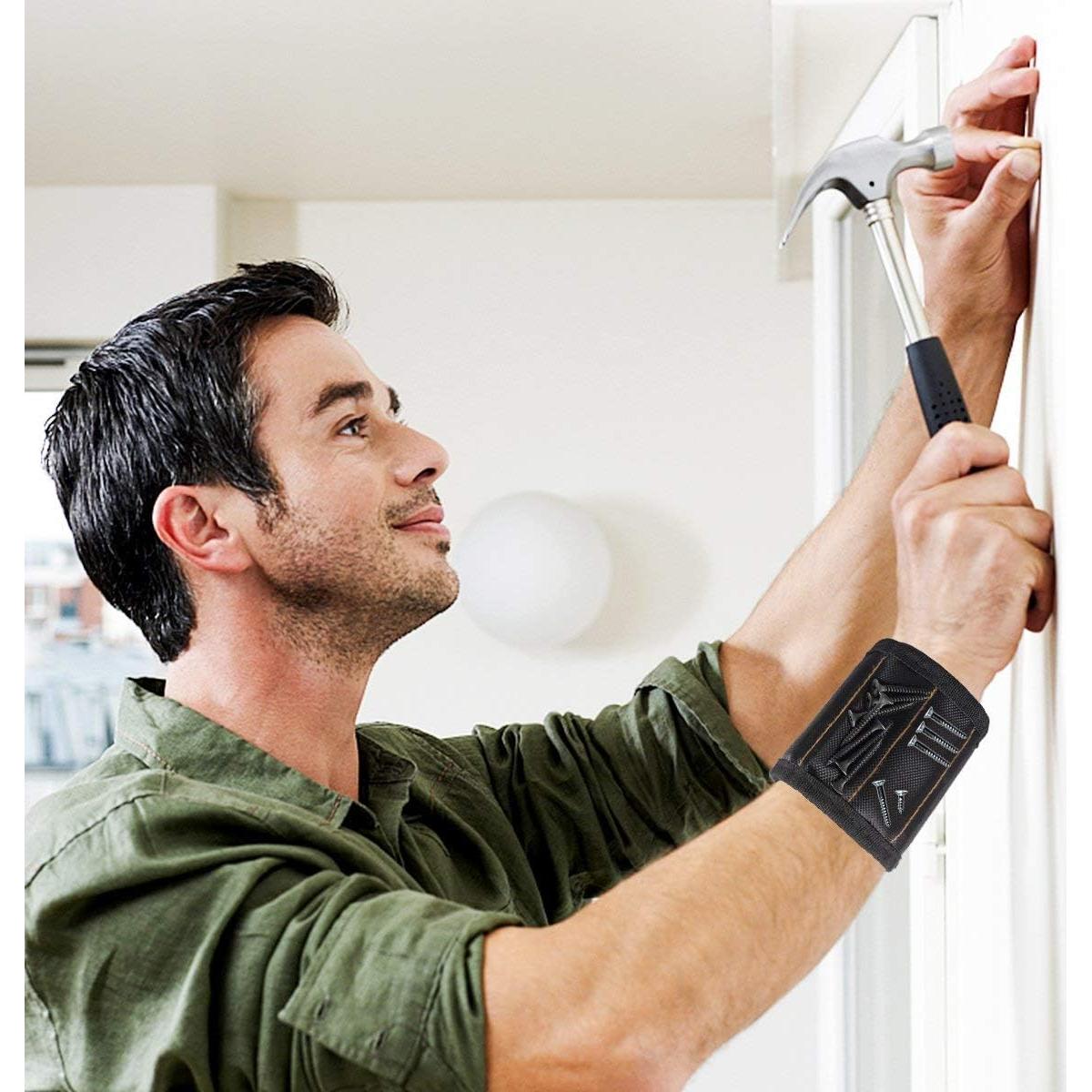 Pulsera Magnética LATME con 15 Imanes para Herramientas - Negra