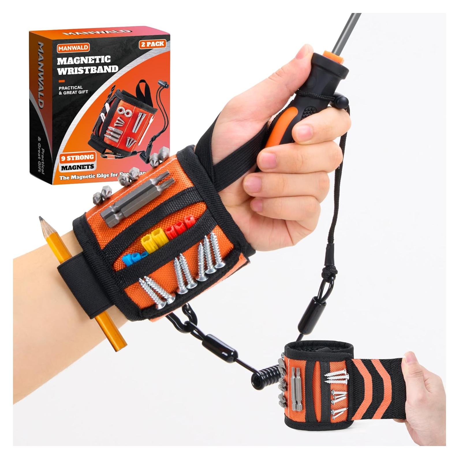 Pulsera Magnética MANWALD Naranja con Imán y Lanyard Ajustable