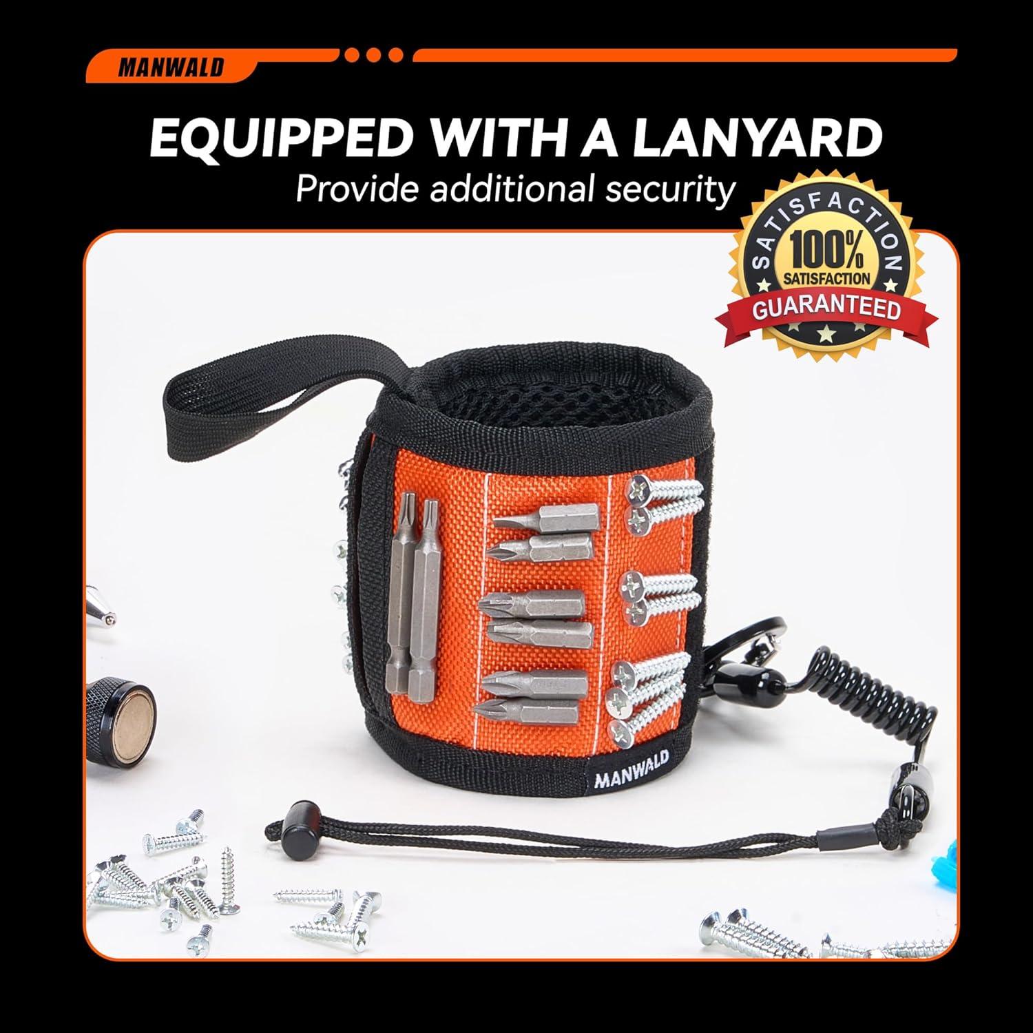 Pulsera Magnética MANWALD Naranja con Imán y Lanyard Ajustable
