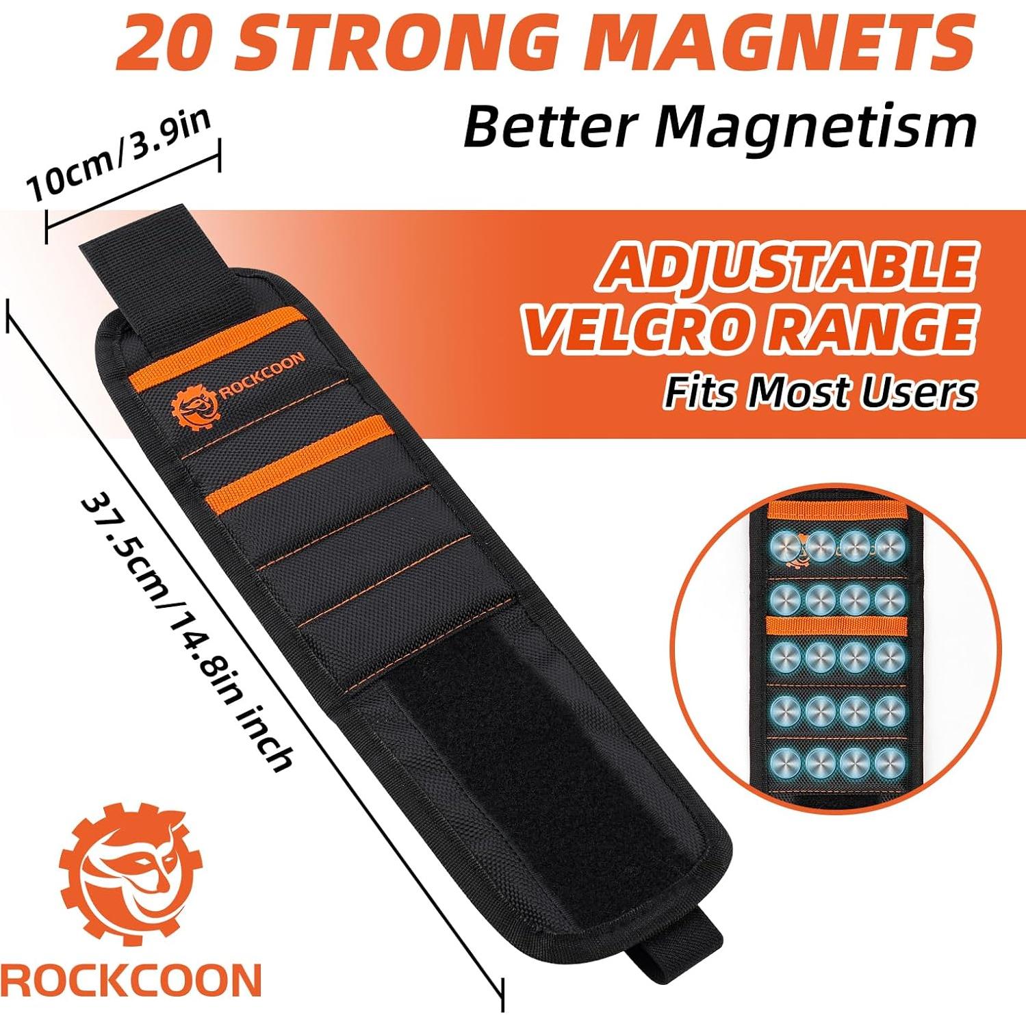 Pulsera Magnética ROCKCOON con 20 Imanes - Herramienta Negra