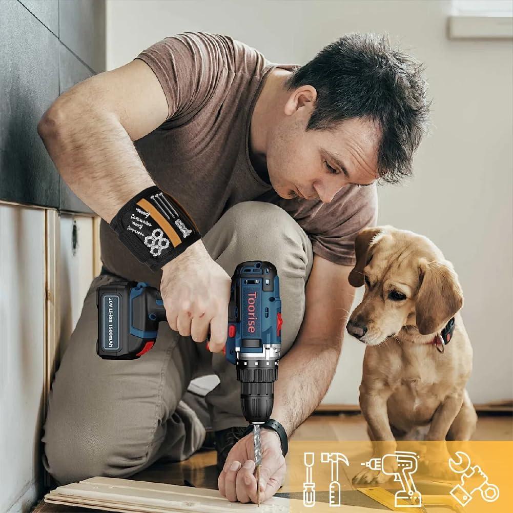 Pulsera Magnética Golilyfine para Herramientas - Rojo, Ajustable