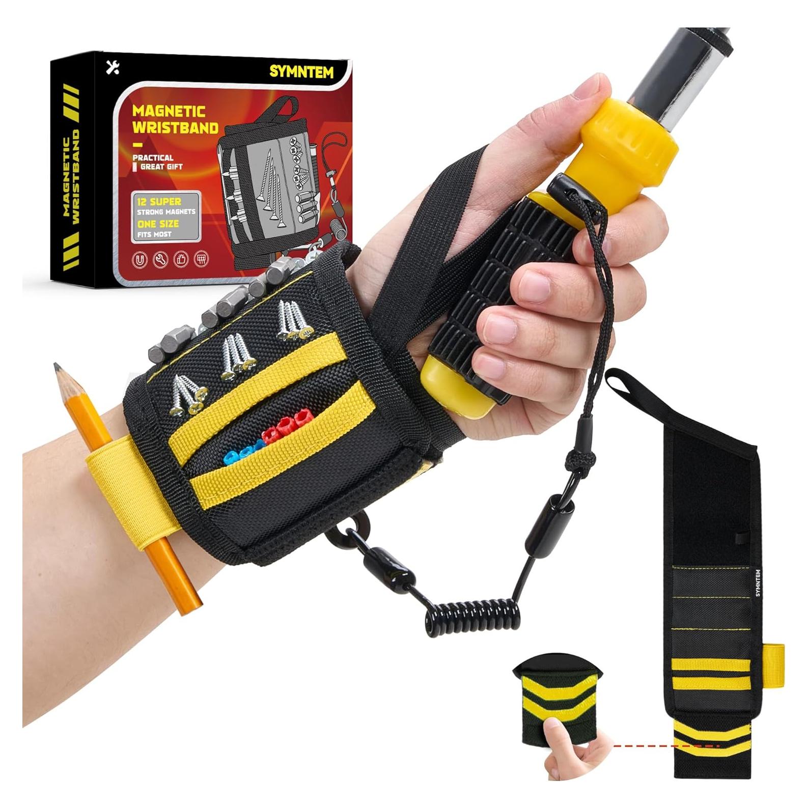 Pulsera Magnética SYMNTEM para Herramientas Amarilla 12 Imanes