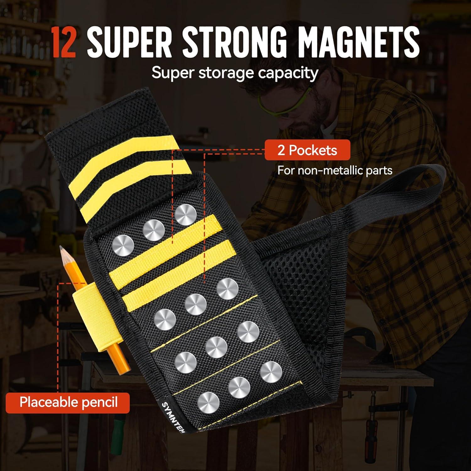 Pulsera Magnética SYMNTEM para Herramientas Amarilla 12 Imanes