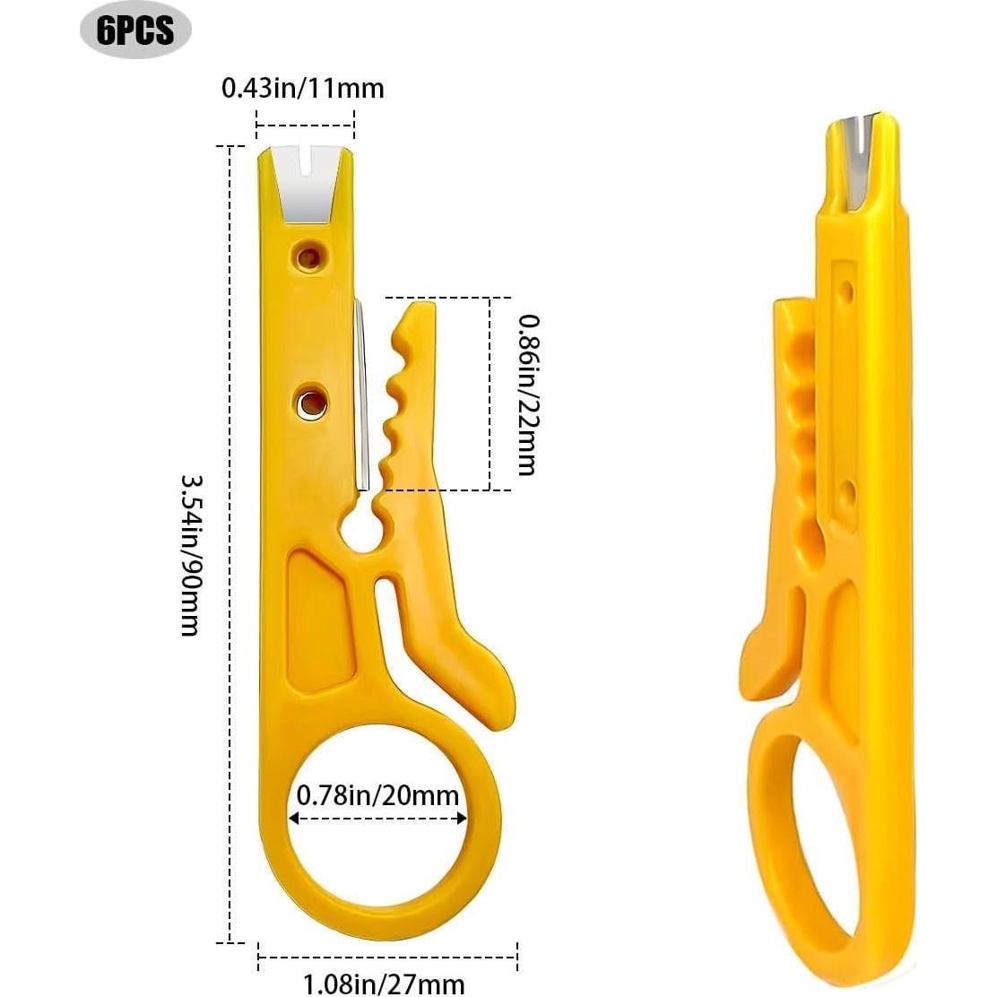 Juego de 6 Desforradores de Cables Mini Triwenve Amarillo