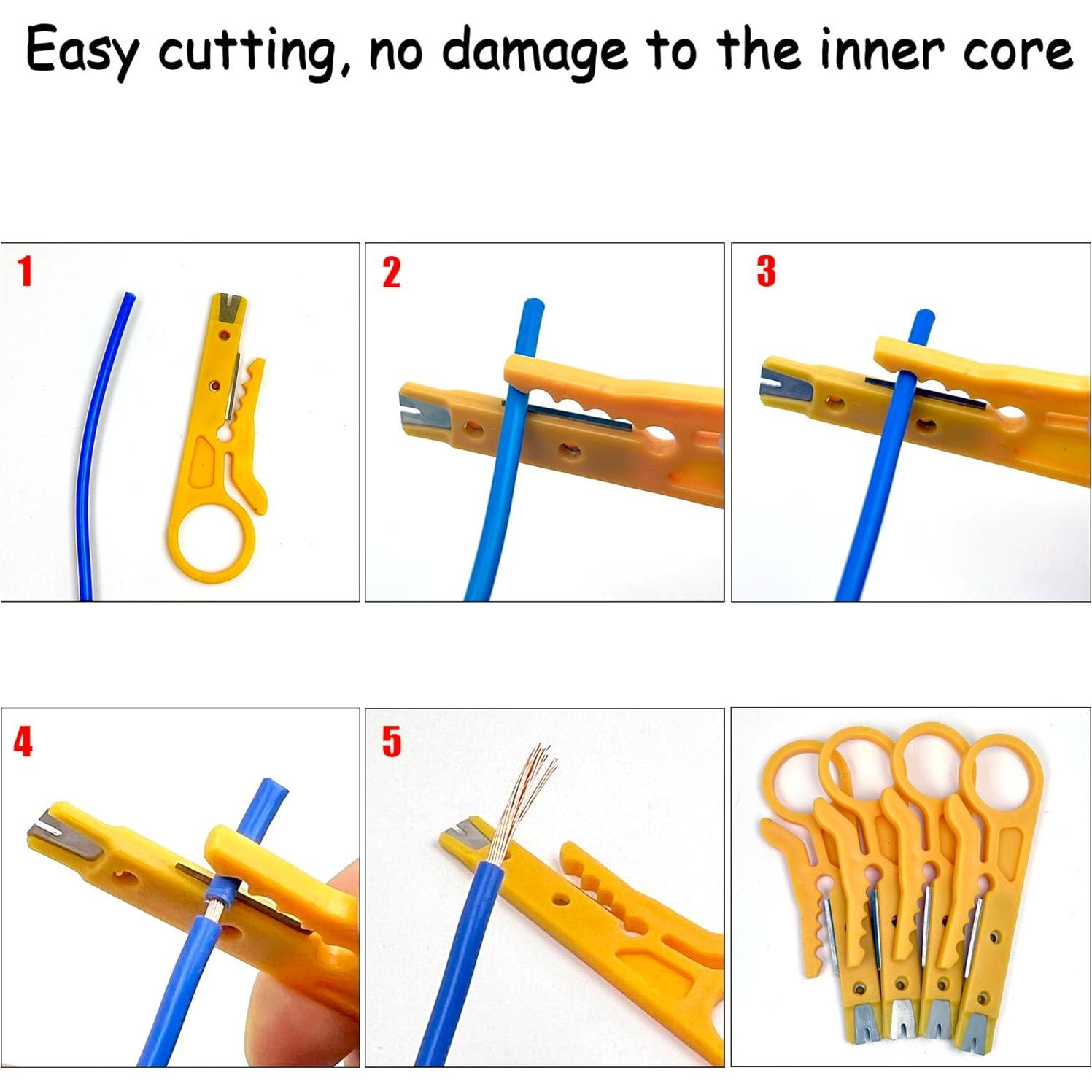 Juego de 6 Desforradores de Cables Mini Triwenve Amarillo