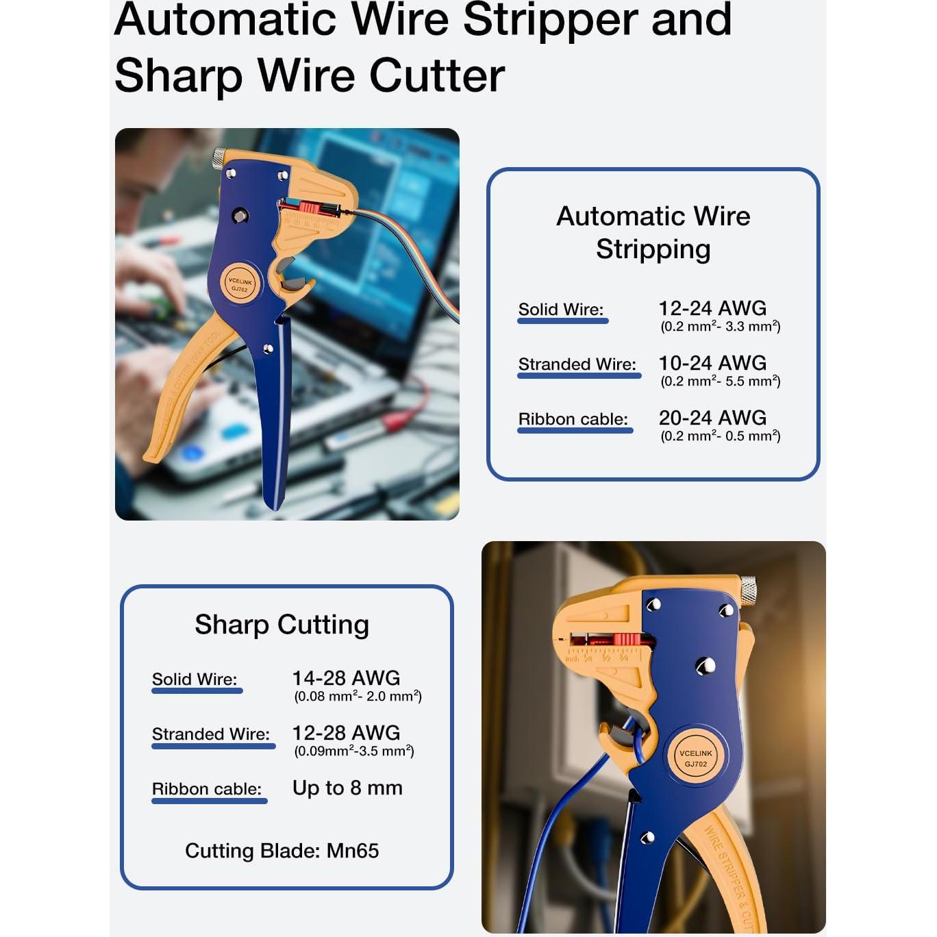 Pelacables Automático VCELINK 2 en 1 Ajustable 17.5 cm