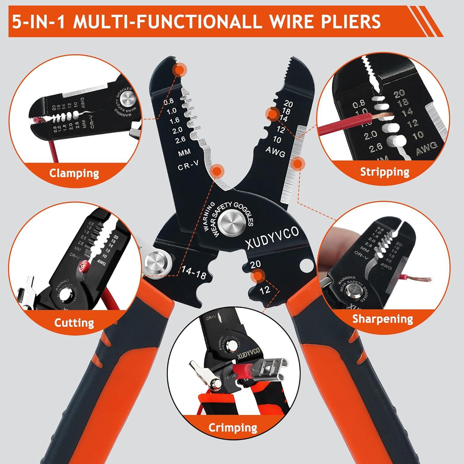 Herramienta Desforradora 5-en-1 XUDYVCO 18 cm para Cables 10-20 AWG