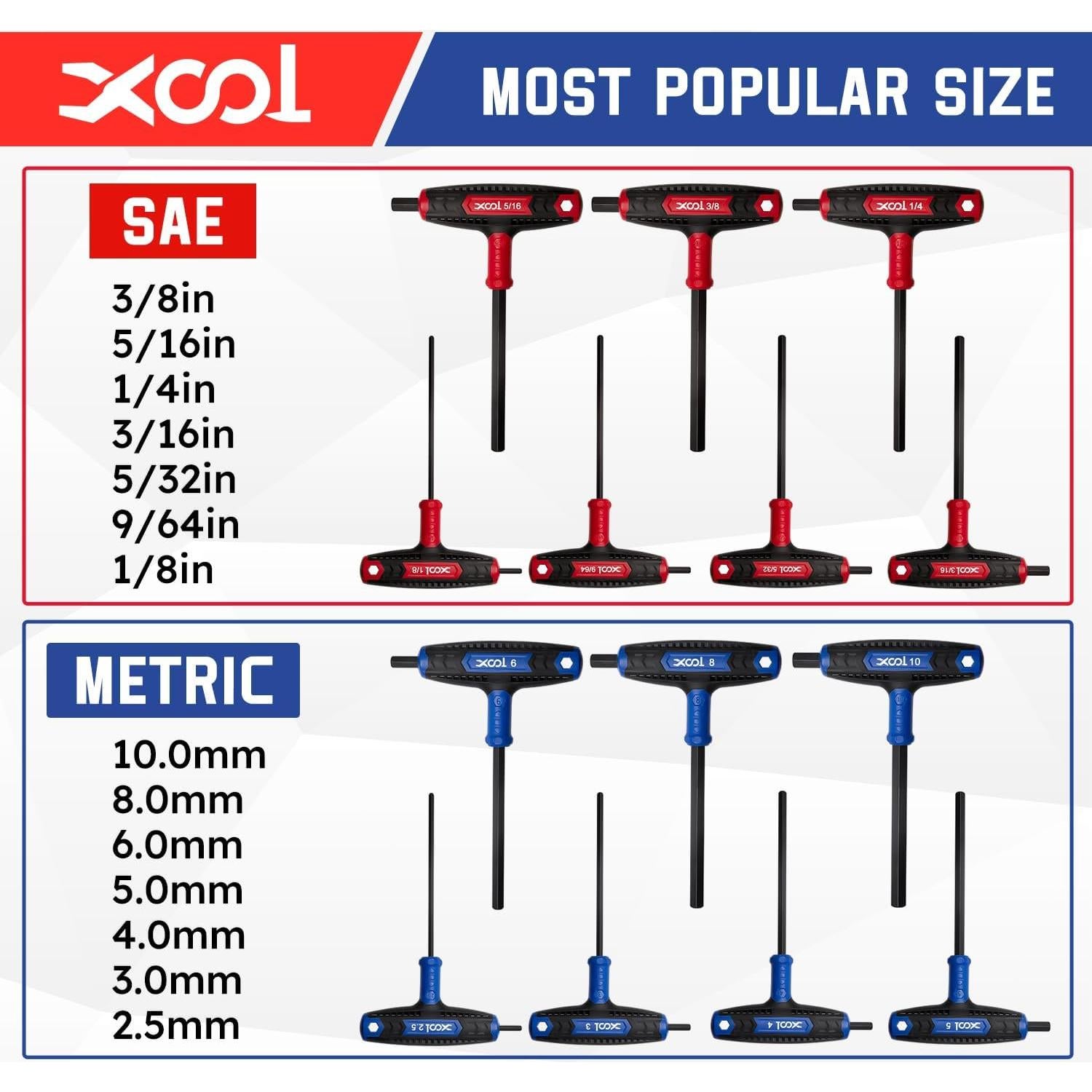 Juego de Llaves Allen T 14 Piezas XOOL Métricas y SAE