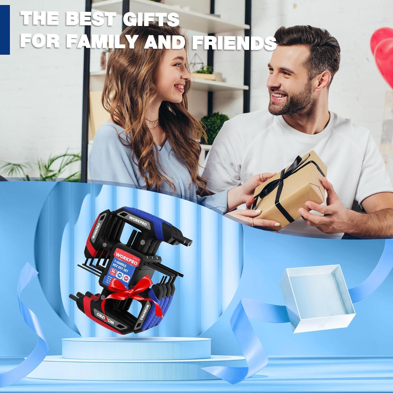 Juego de Llaves Allen en T WORKPRO 14 Piezas Métricas y SAE