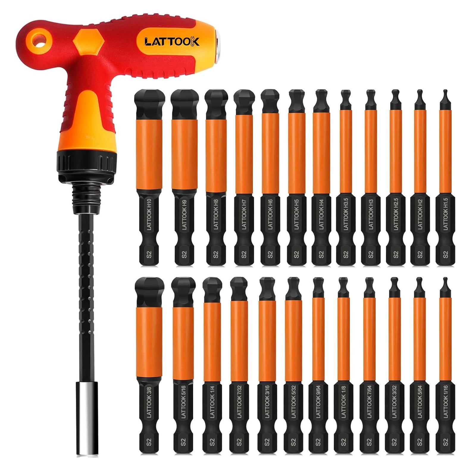 Juego de Puntas Hexagonales con Punta Esférica LATTOOK 24PCS