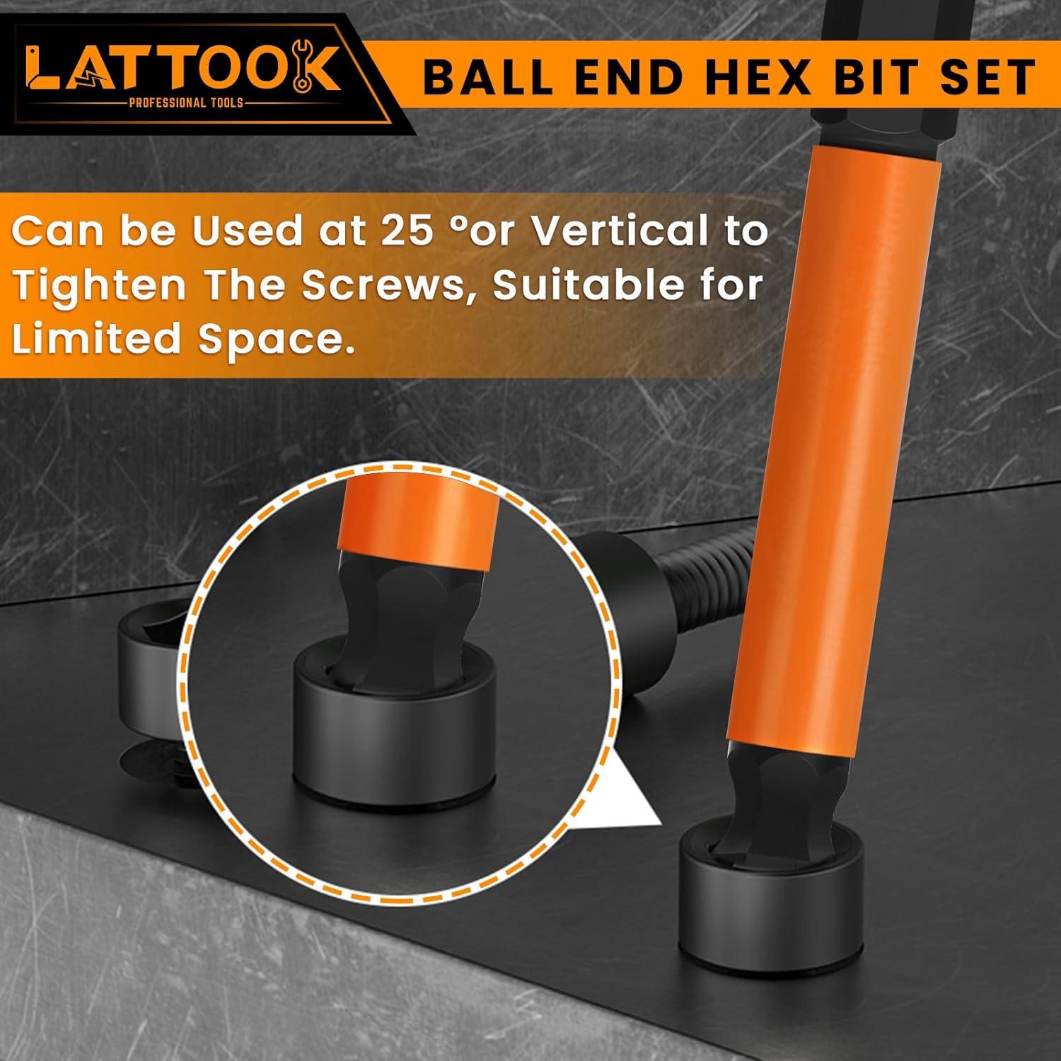 Juego de Puntas Hexagonales con Punta Esférica LATTOOK 24PCS