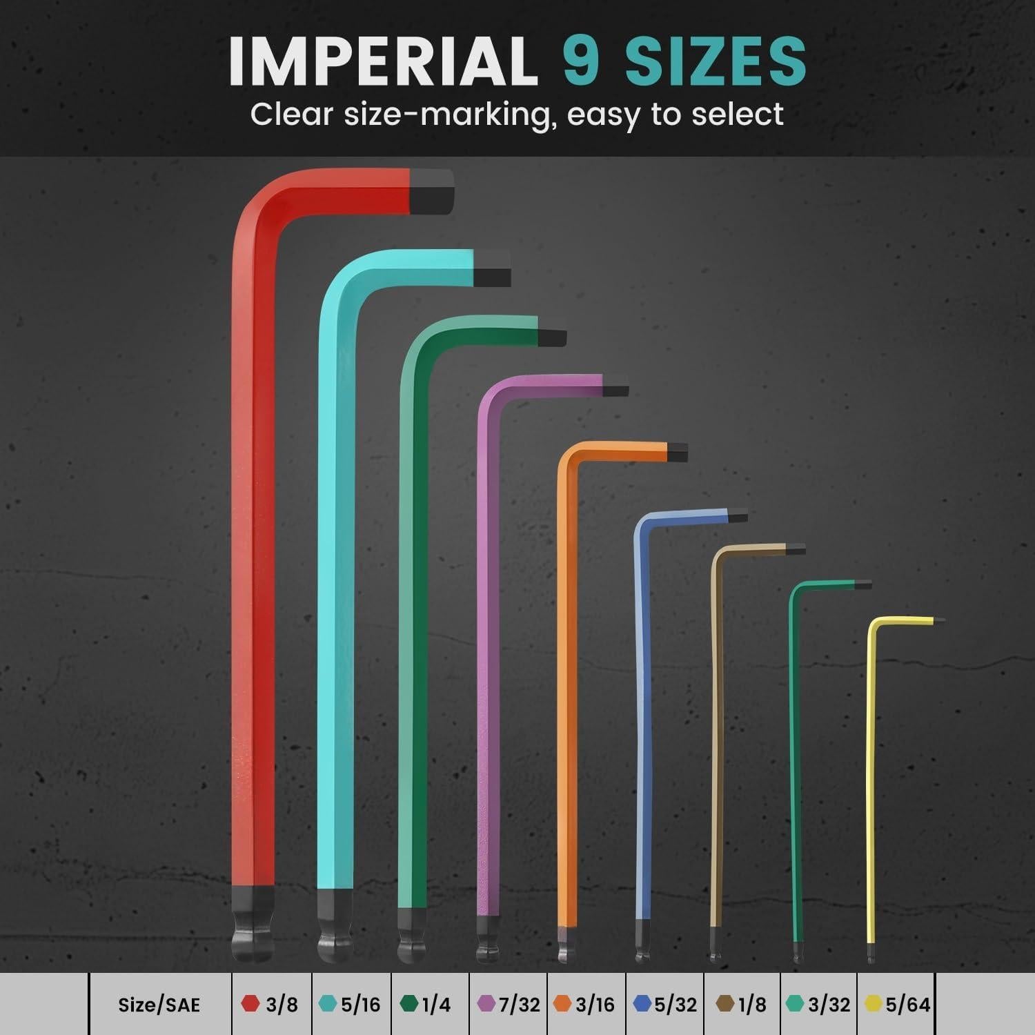 Juego de Llaves Allen GURADESIGN 19 Piezas Métricas y SAE