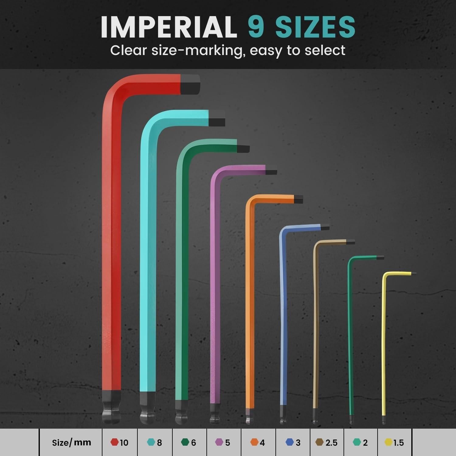 Juego de Llaves Allen GURADESIGN 19 Piezas Métricas y SAE