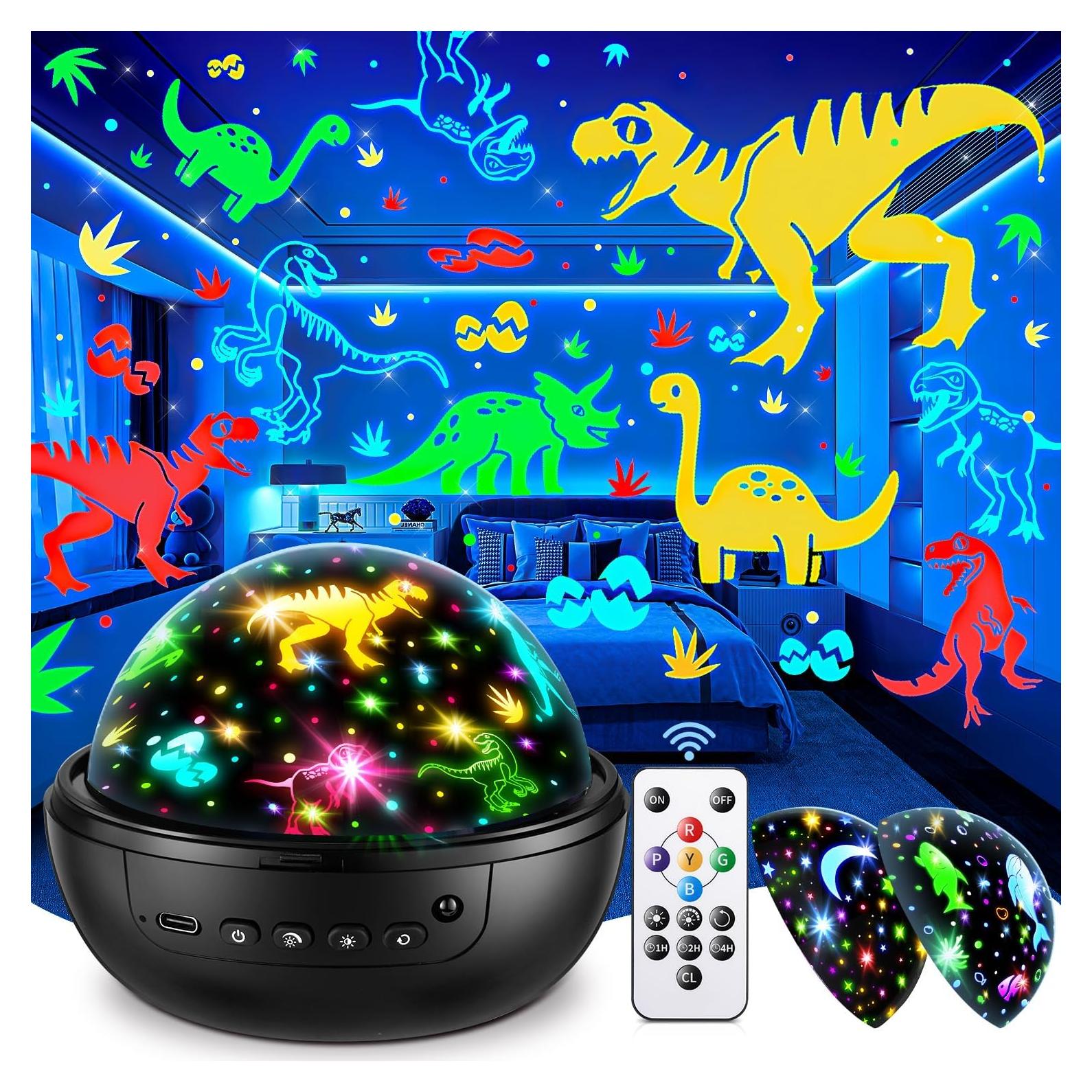 Dinosaur Toys for Kids 3-8 | 3D Films & 31 Colors & & 360° Rotate & Timer | Dinosaur Night Light Projectror Toys for 2-10 Year Old Boys Room Decor Gift for Boys Jurassic World Jurassic Park Toys