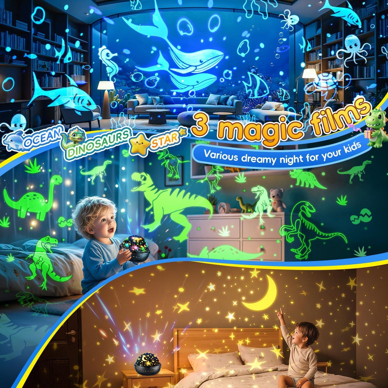 Dinosaur Toys for Kids 3-8 | 3D Films & 31 Colors & & 360° Rotate & Timer | Dinosaur Night Light Projectror Toys for 2-10 Year Old Boys Room Decor Gift for Boys Jurassic World Jurassic Park Toys