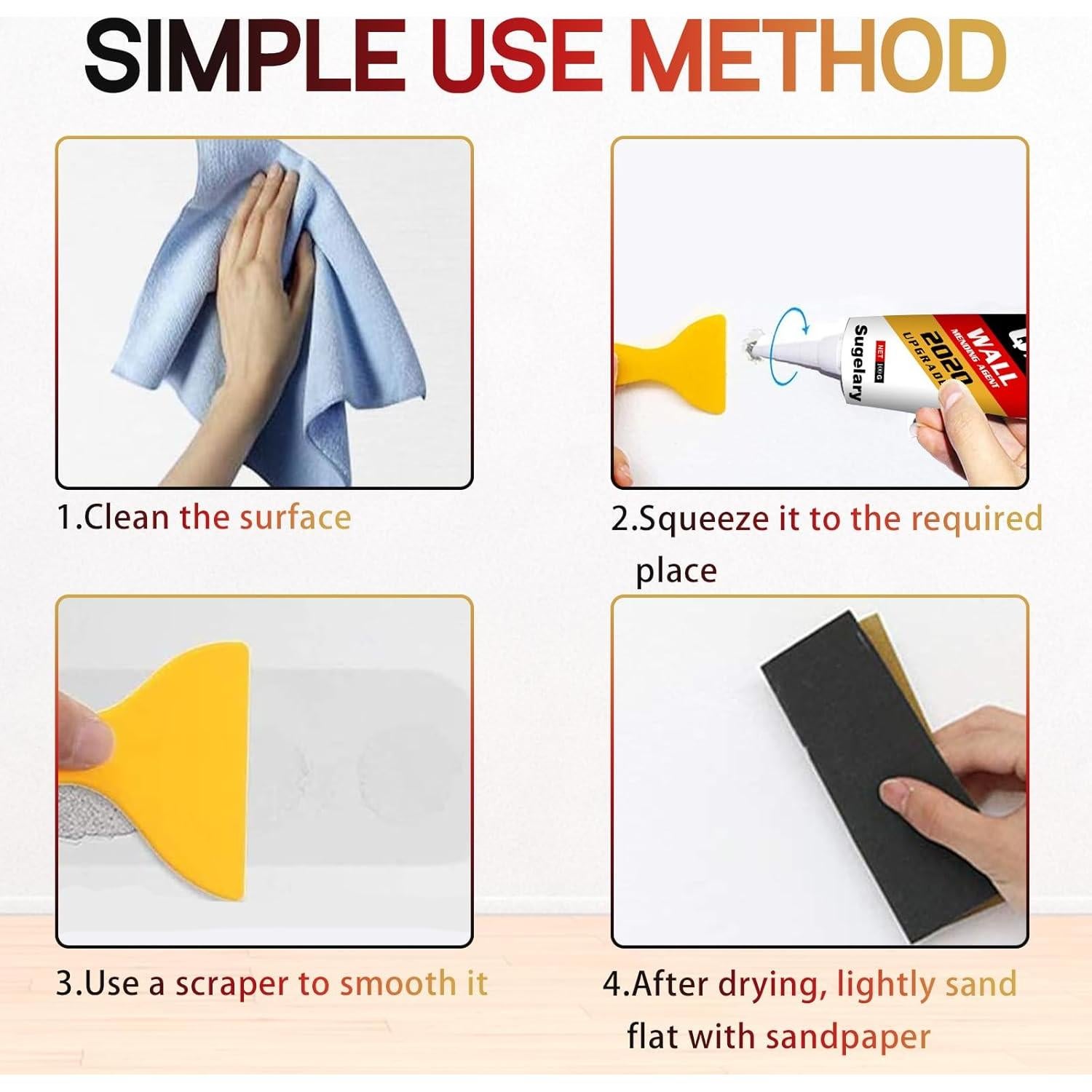 Kit de Reparación de Yeso HOMETING 100g con Raspador y Parche