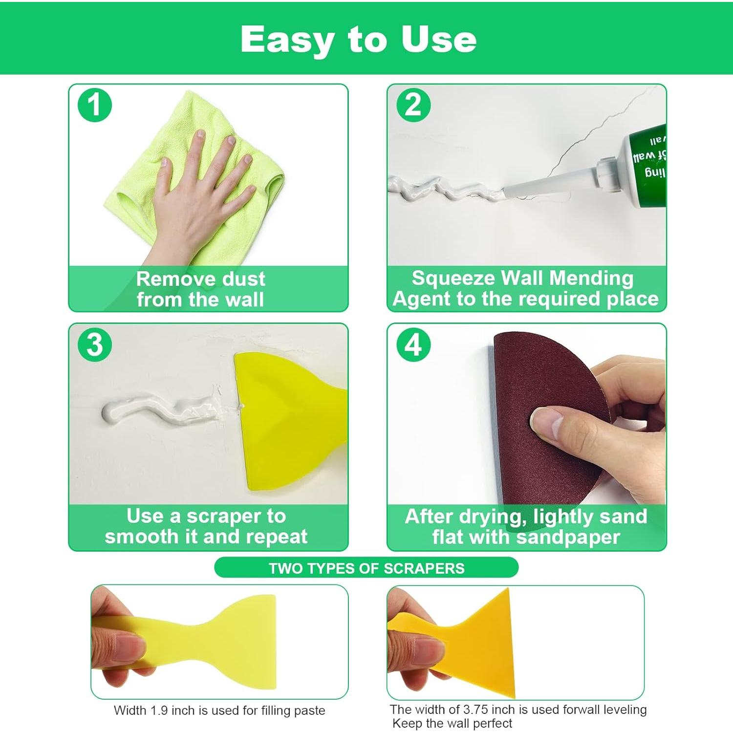 Kit de Reparación de Pared GQLife-ing 200g 2 Piezas Secado Rápido