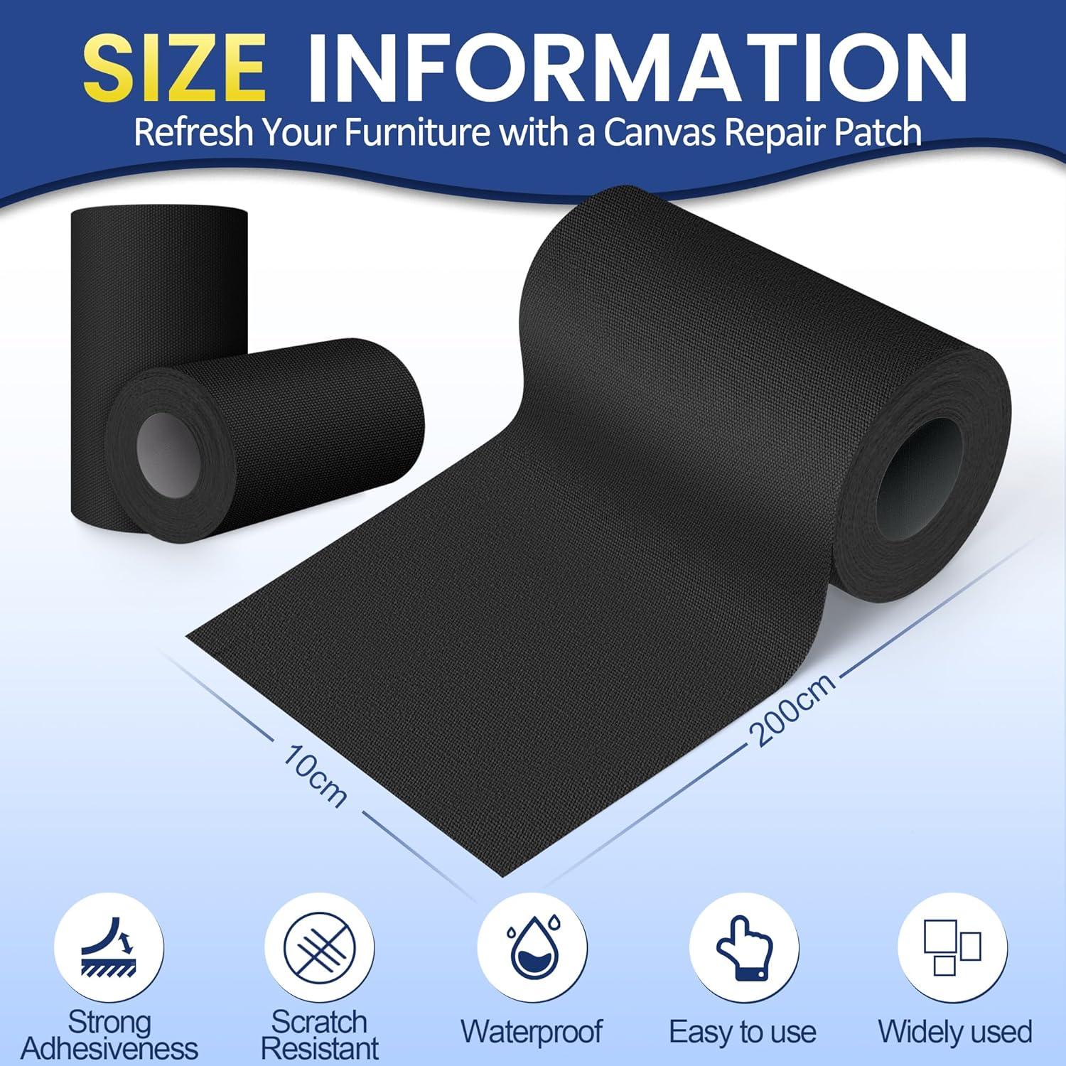 Cinta de Reparación de Lona Autoadhesiva Sgooyir 10.16x200.66cm Negra