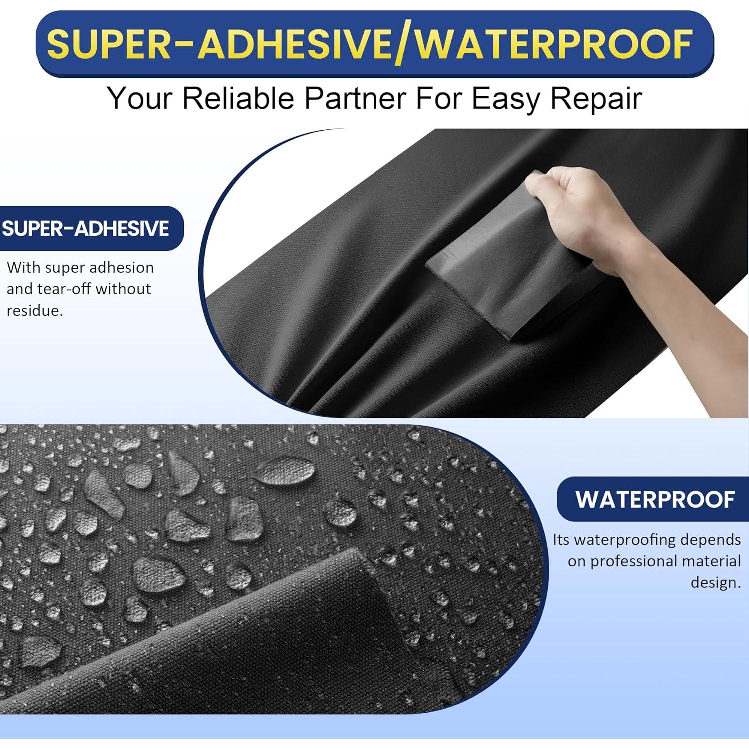 Cinta de Reparación de Lona Autoadhesiva Sgooyir 10.16x200.66cm Negra