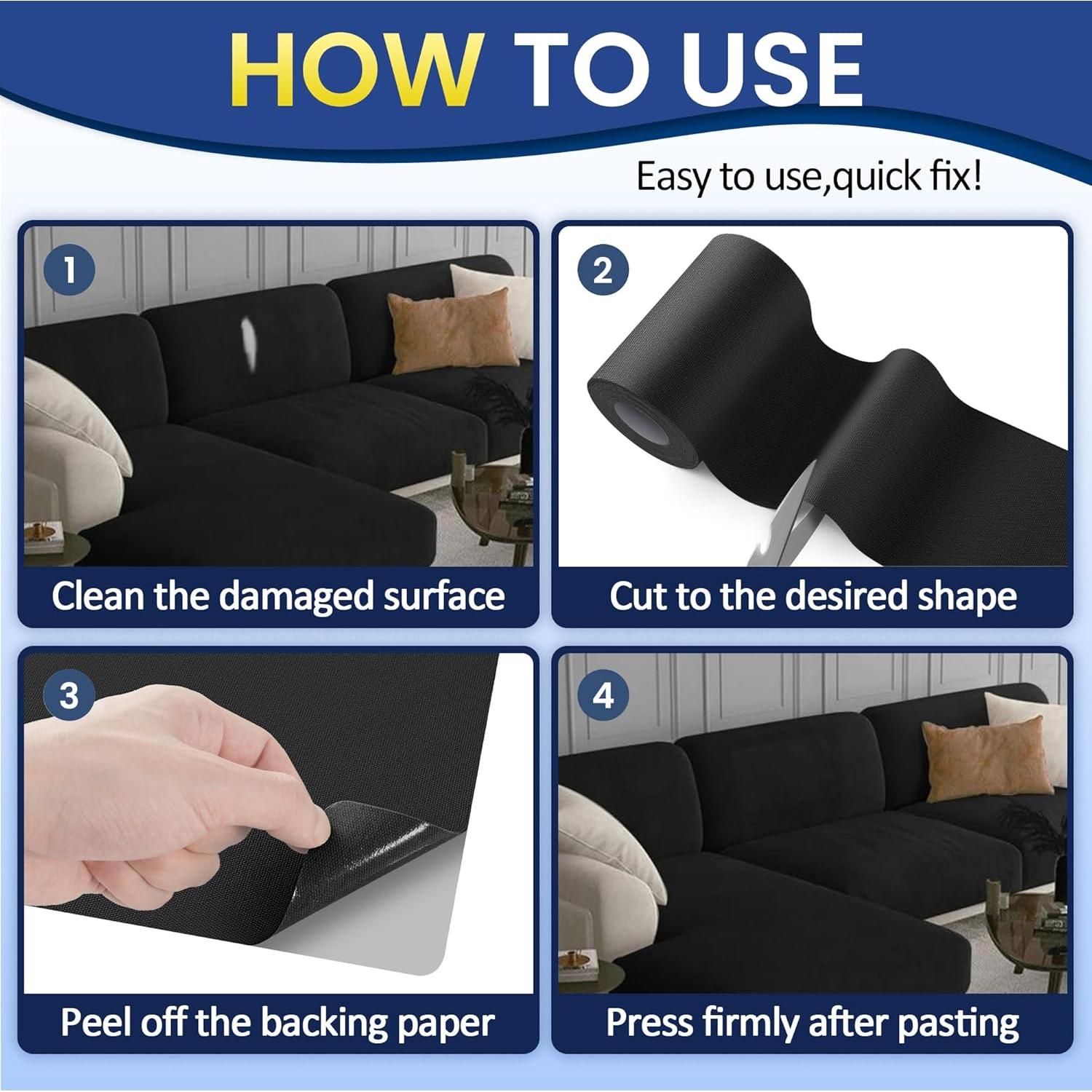 Cinta de Reparación de Lona Autoadhesiva Sgooyir 10.16x200.66cm Negra