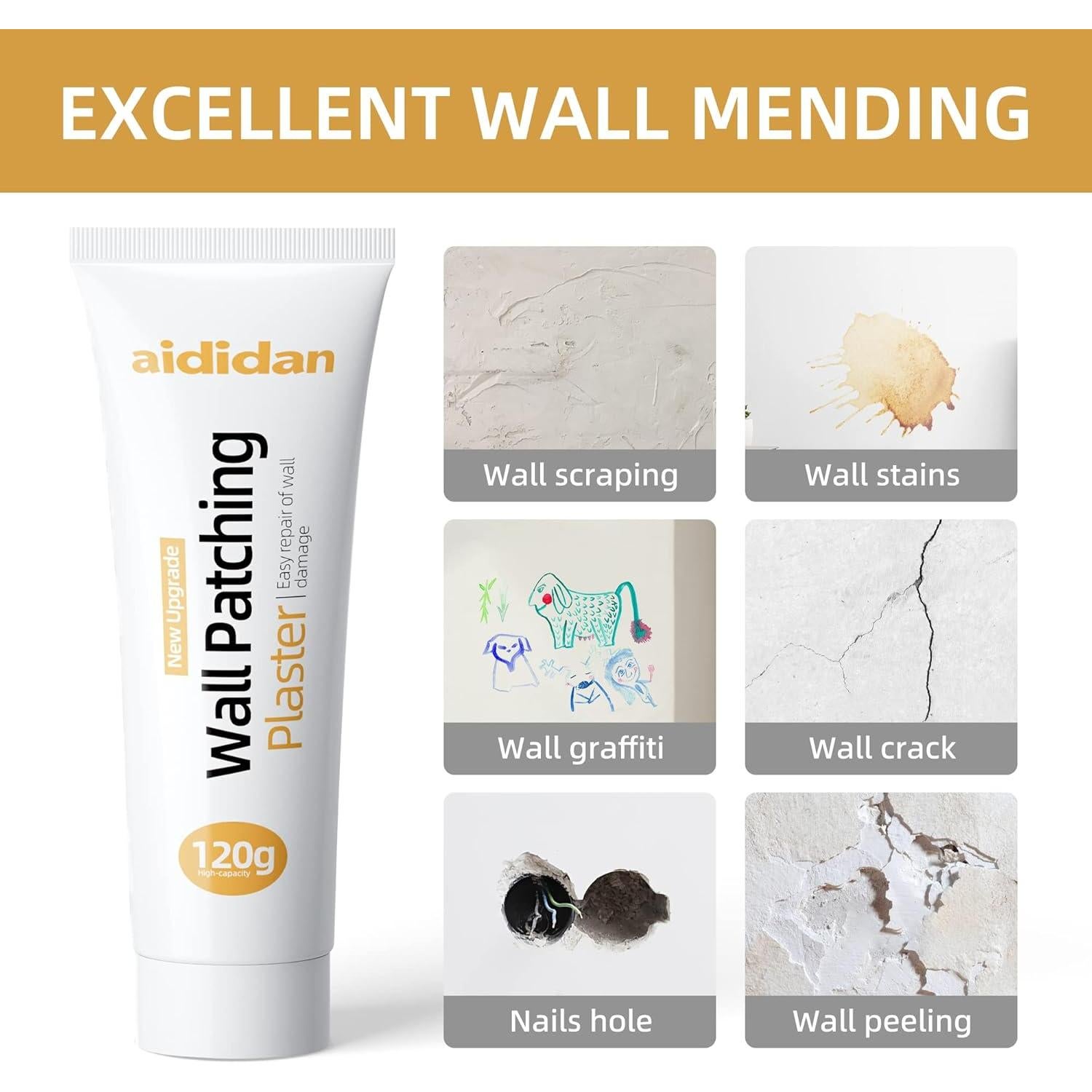 Kit de Reparación de Paredes Aididan - Pasta y Parche 119g