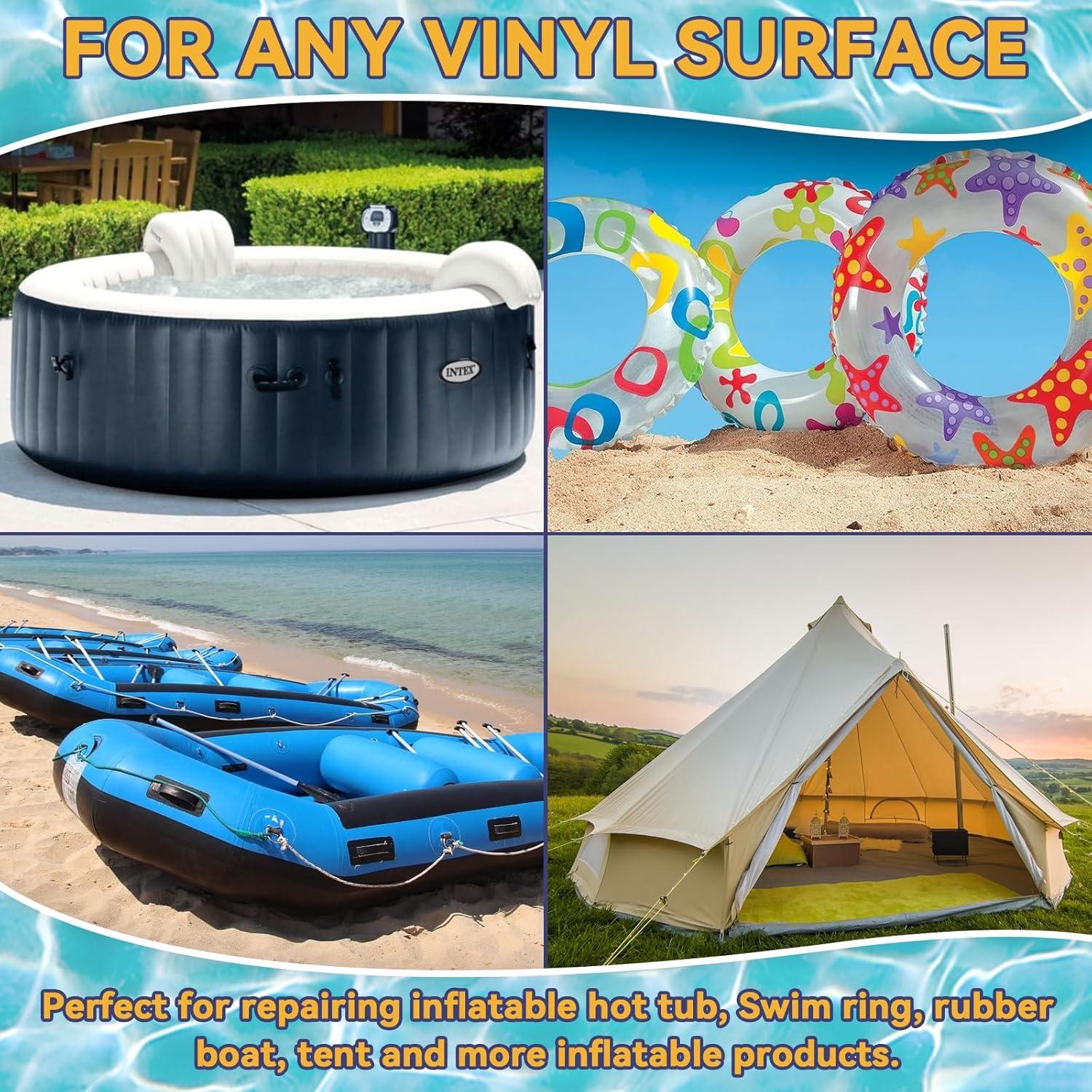 Inflatable Patch Repair Kit, Waterproof Air Mattress Patch Kit, Professionally Works on Blow up PVC & PU Inflatables, Pools, Hot Tubs & Tents 60 ML (PVCNEW-01V)