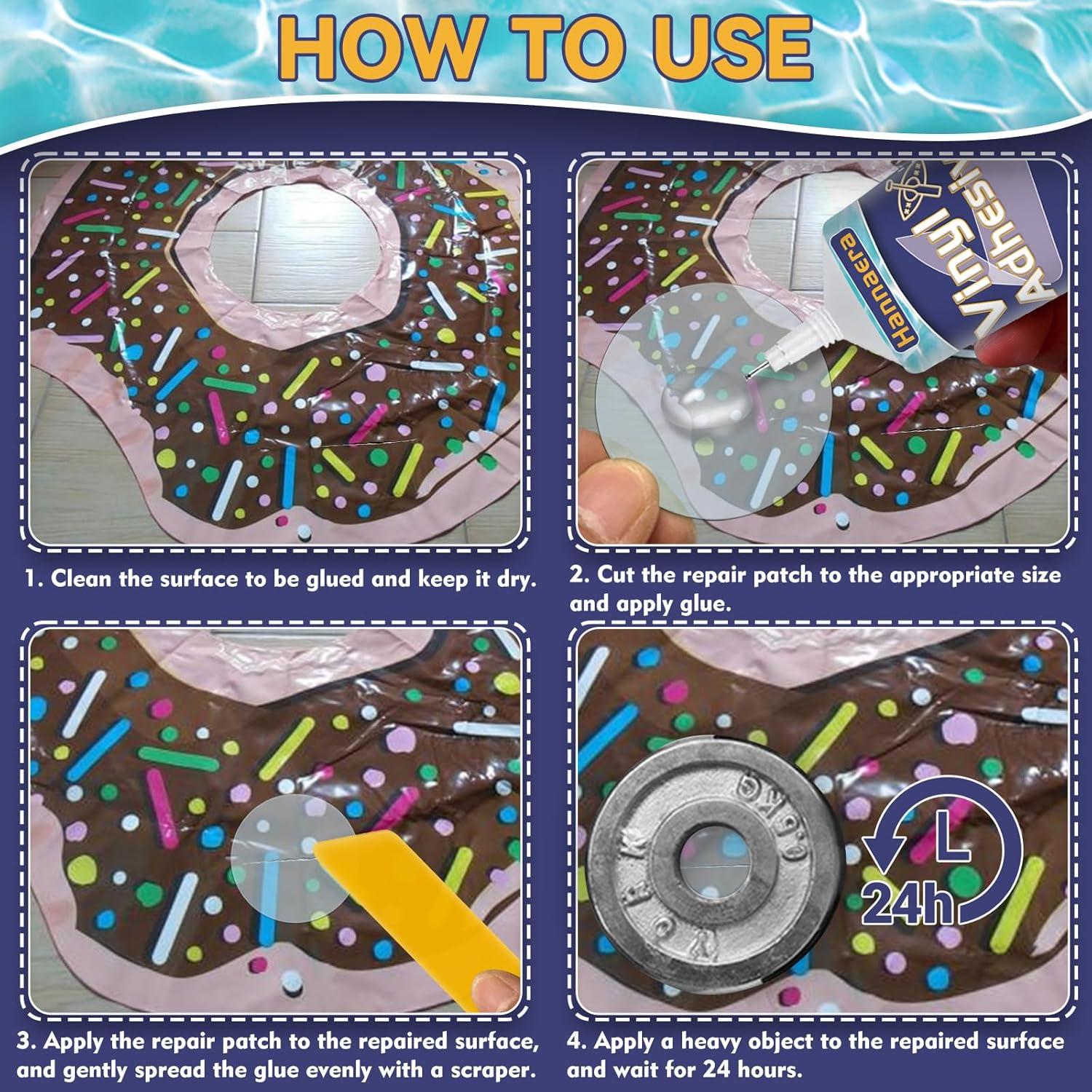 Inflatable Patch Repair Kit, Waterproof Air Mattress Patch Kit, Professionally Works on Blow up PVC & PU Inflatables, Pools, Hot Tubs & Tents 60 ML (PVCNEW-01V)