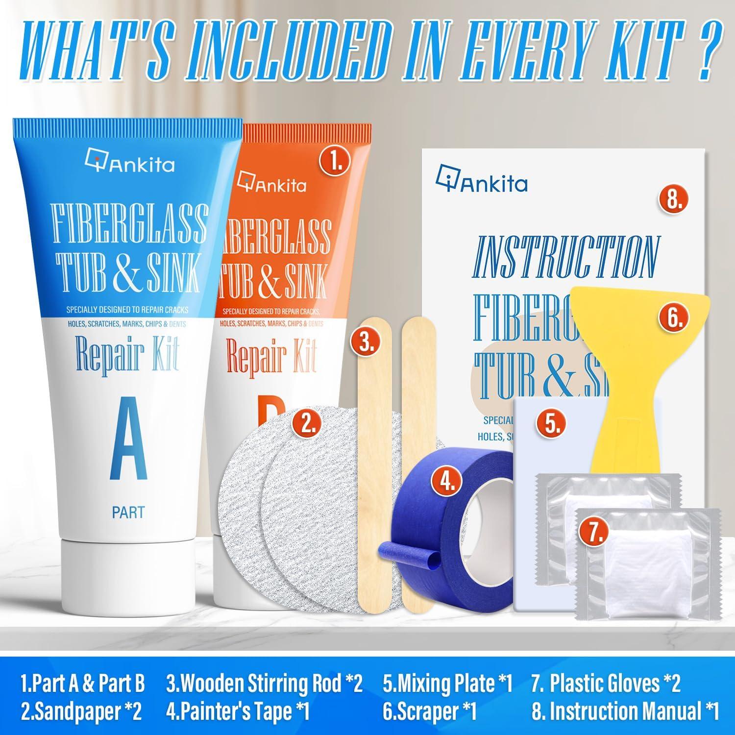 Kit de Reparación de Baño Ankita Blanco - Grietas y Chips