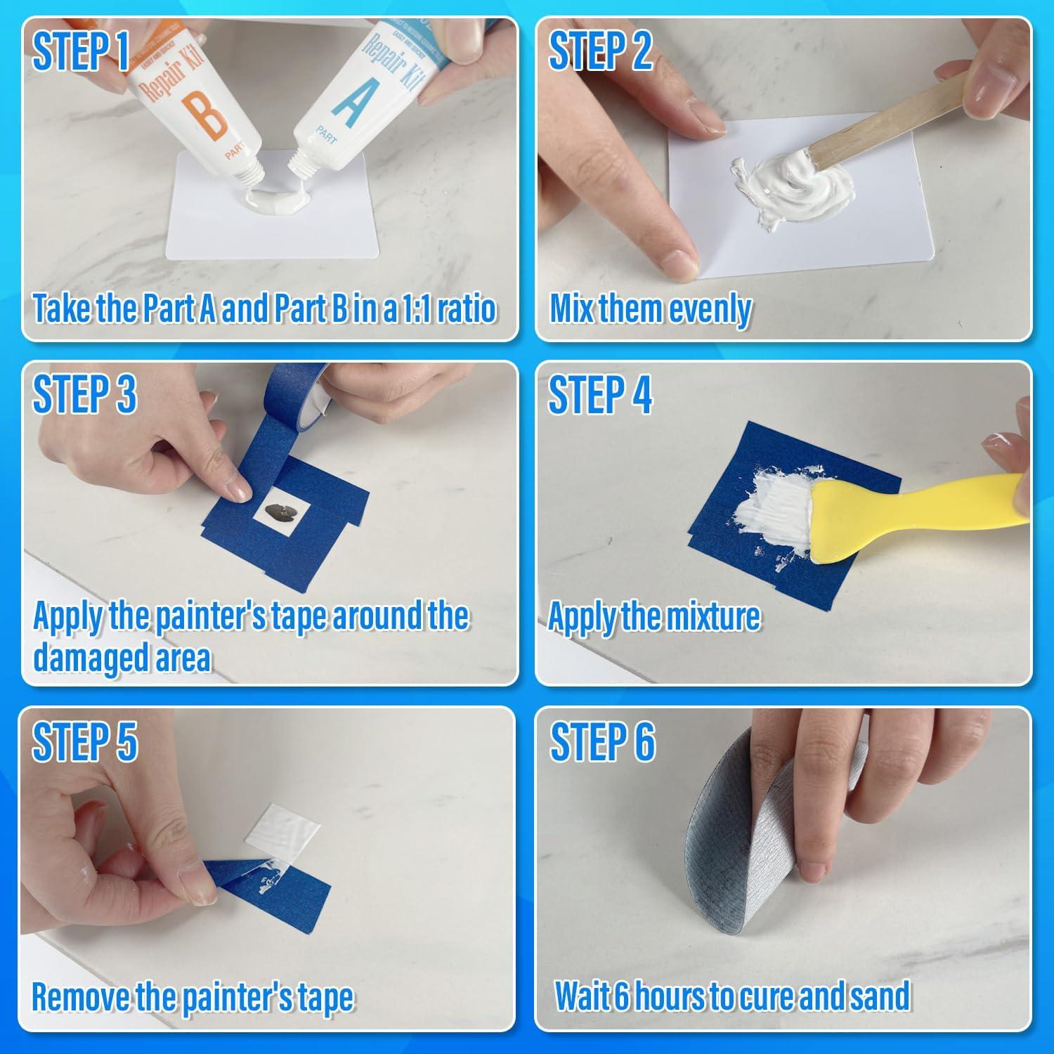 Kit de Reparación de Baño Ankita Blanco - Grietas y Chips