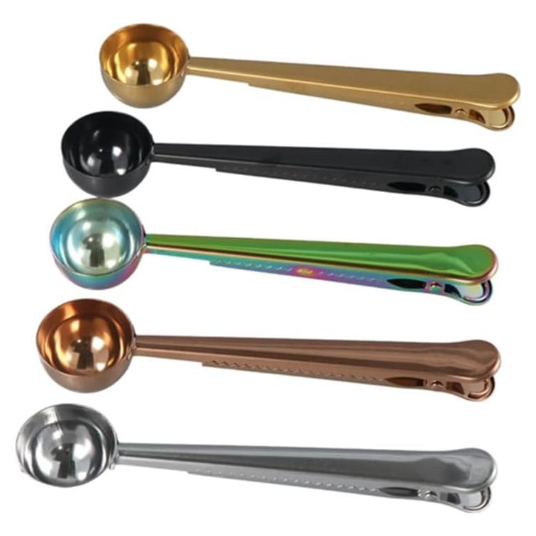 Juego de 5 Cucharas de Café con Clip Sellador Kopida