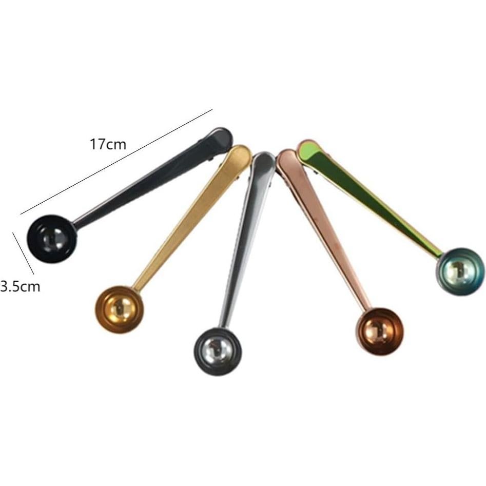 Juego de 5 Cucharas de Café con Clip Sellador Kopida