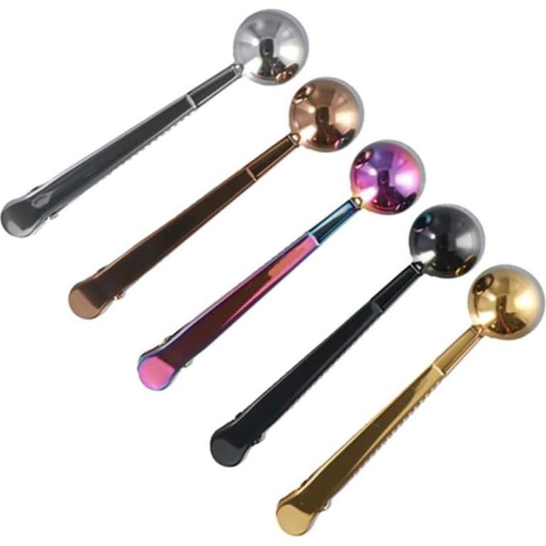 Juego de 5 Cucharas de Café con Clip Sellador Kopida