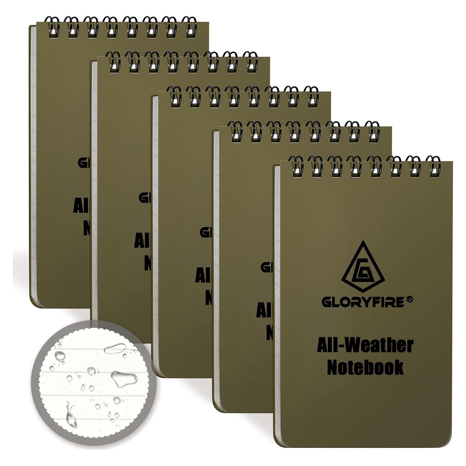 Cuaderno Impermeable Gloryfire Táctico 3x5" 5 Pcs para Outdoor