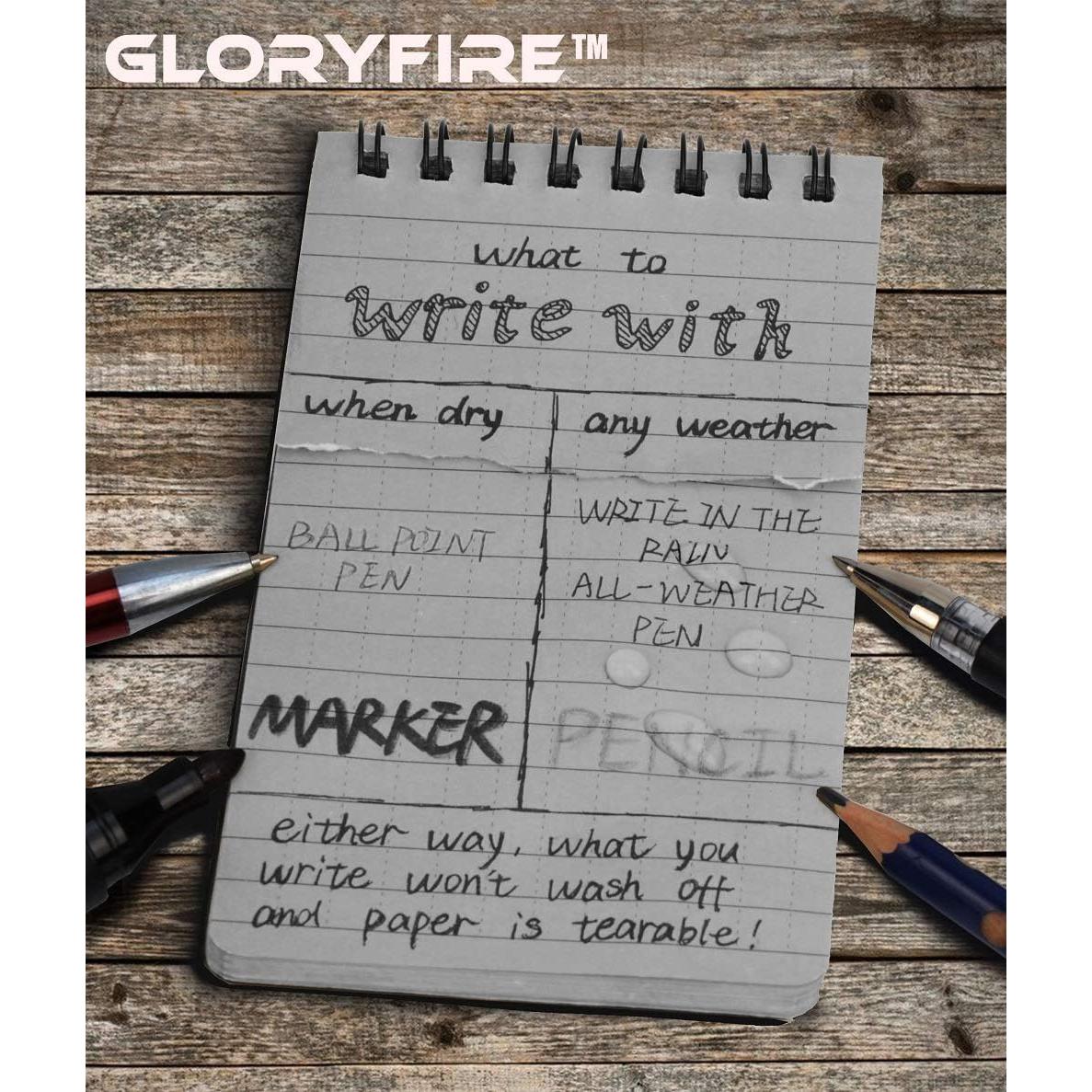 Cuaderno Impermeable Gloryfire Táctico 3x5" 5 Pcs para Outdoor