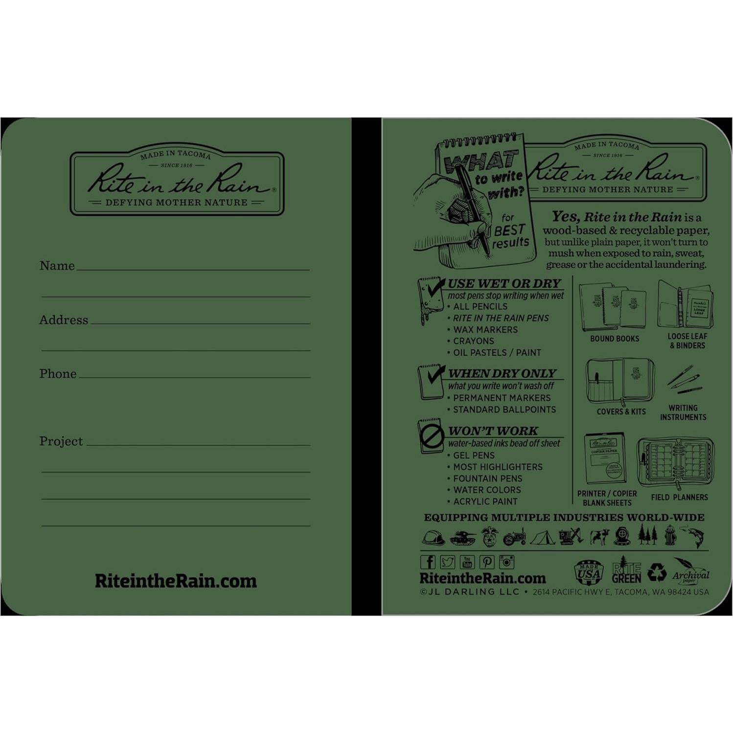 Cuaderno Mini Grapado Impermeable Rite in the Rain 3 Unidades