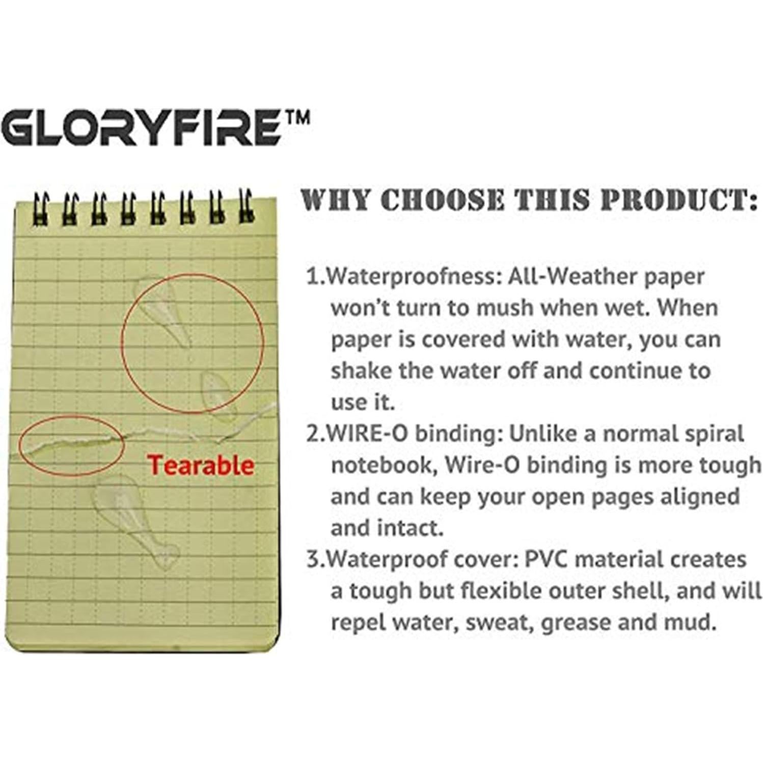 Cuaderno Impermeable Gloryfire AL-5019-DF 5 PCS 48 Hojas