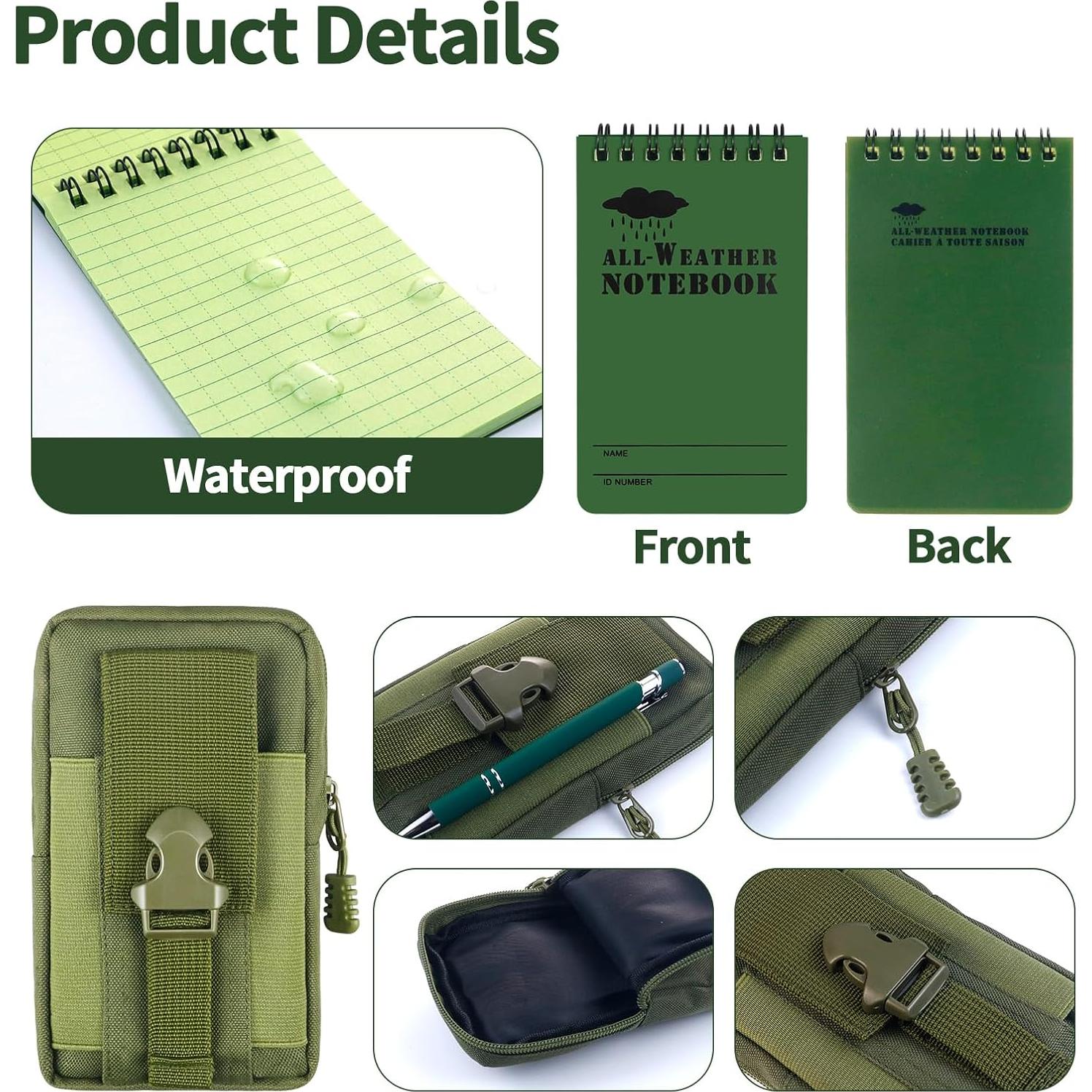 Kit de Cuadernos Impermeables Aecsze - 7 Piezas Verde