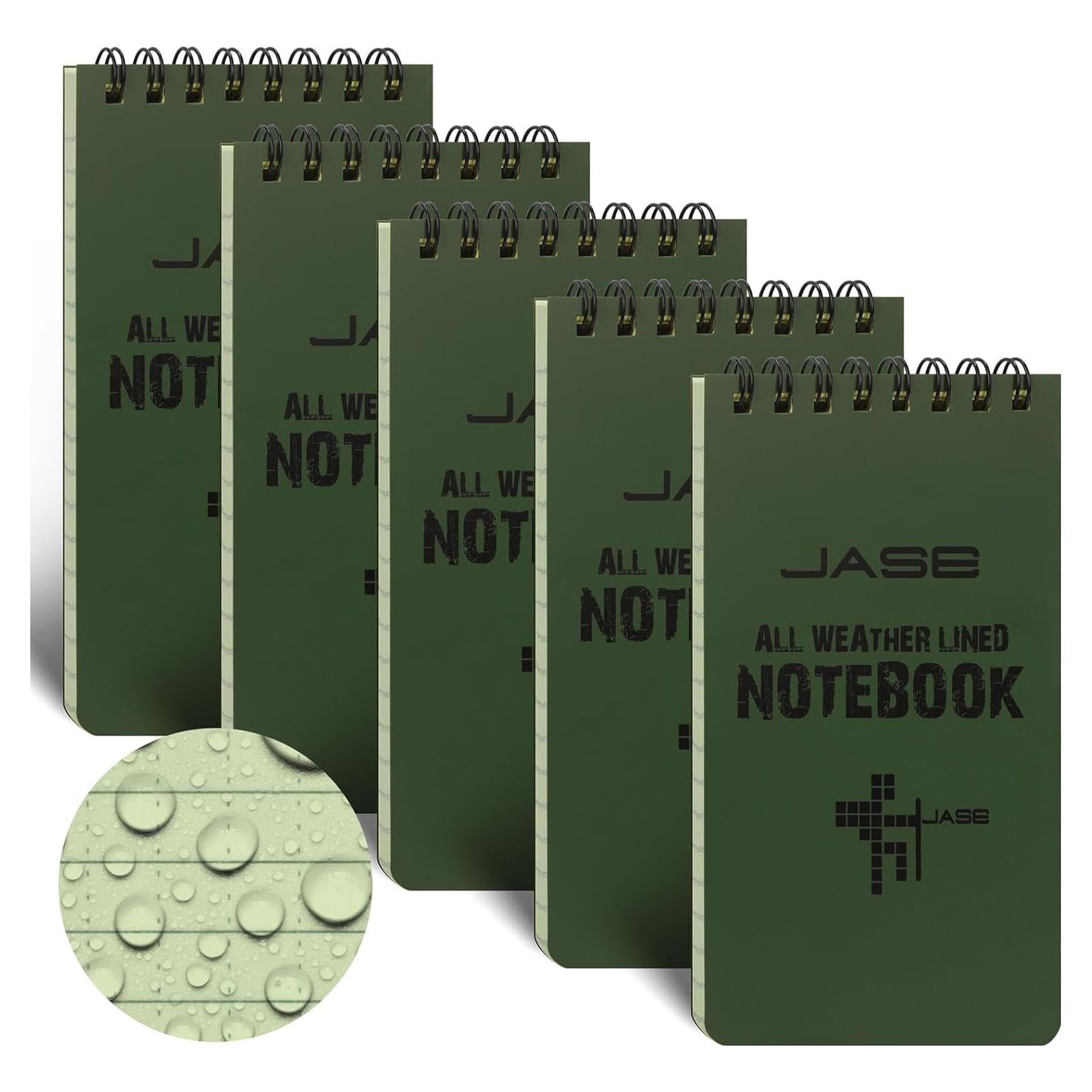 Cuaderno Espiral Impermeable Yamadura Verde 3x5" 5 Piezas