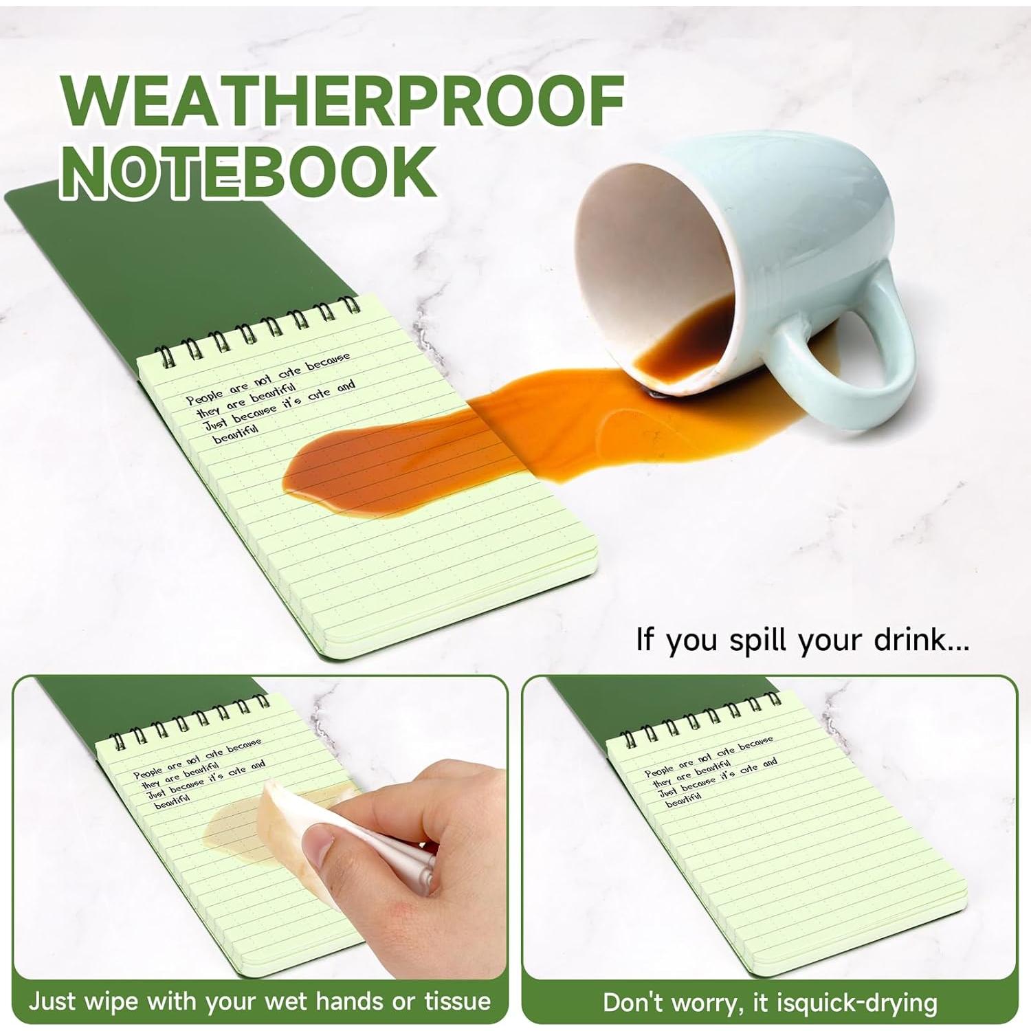 Cuaderno Espiral Impermeable Yamadura Verde 3x5" 5 Piezas
