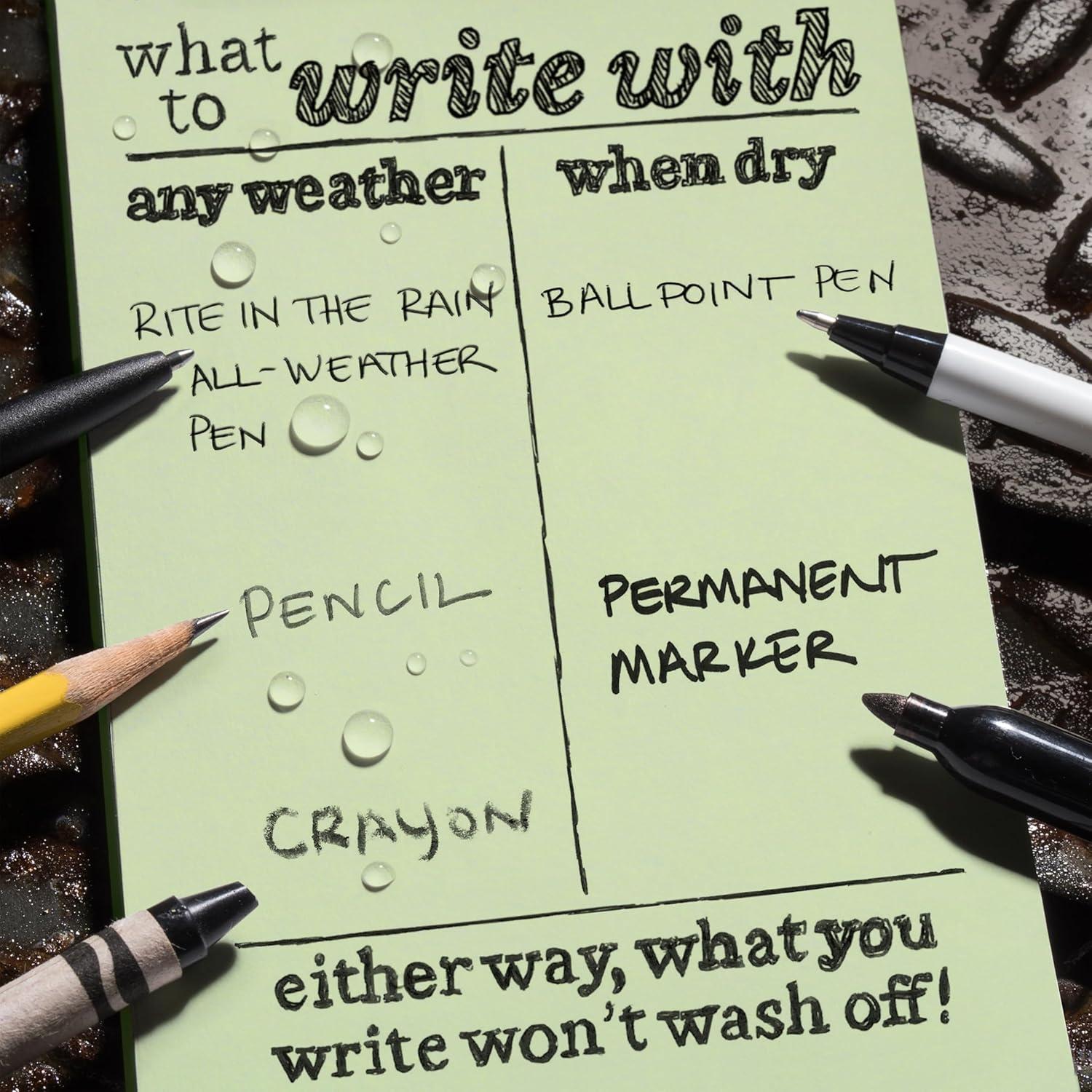 Cuaderno Espiral Impermeable Rite In The Rain Verde 4x6" Paquete de 3