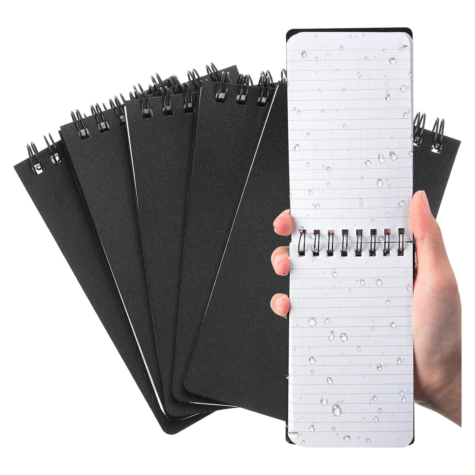 Cuadernos Impermeables Qilery 6 Pcs 3x5" Negro Papel Cuadriculado