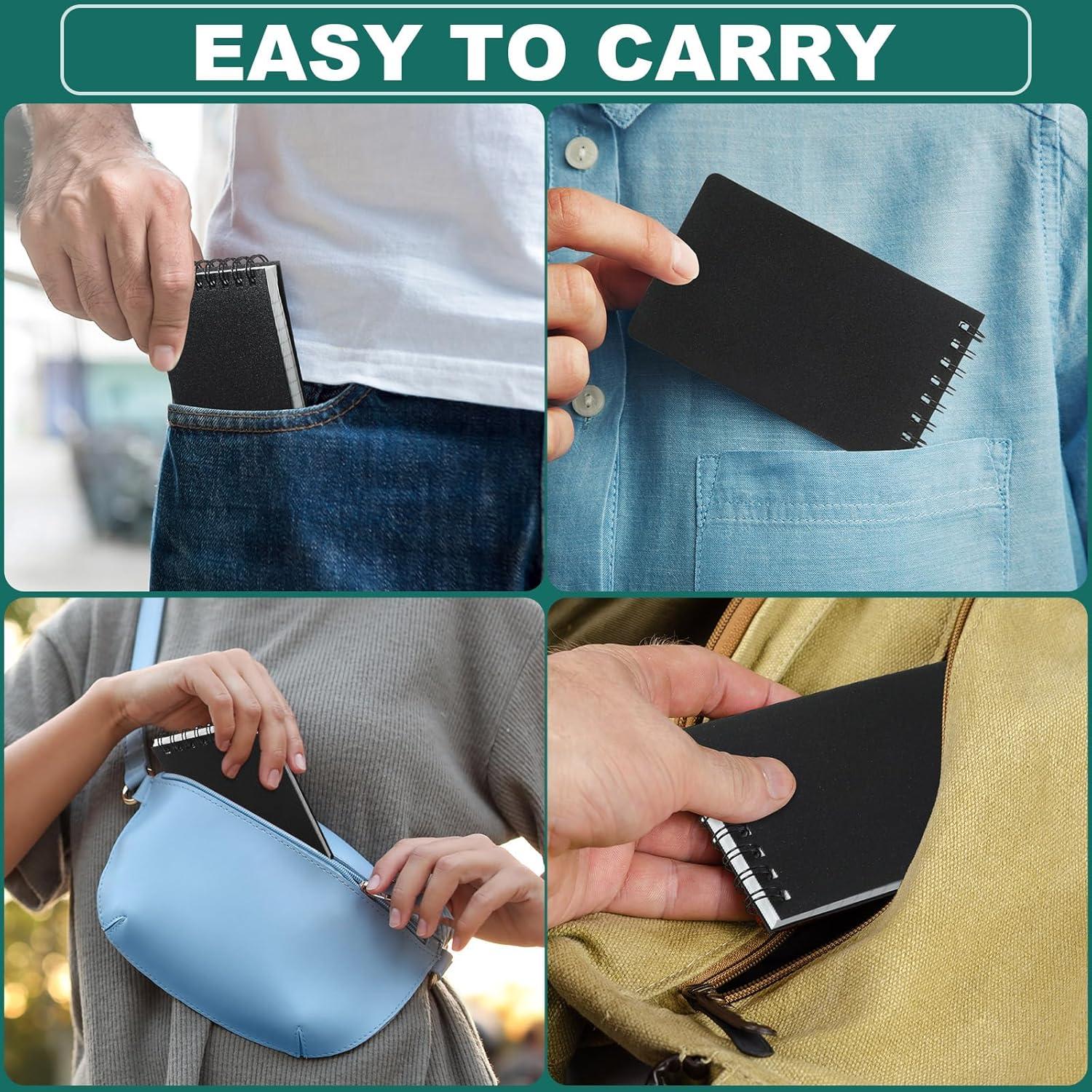 Cuadernos Impermeables Qilery 6 Pcs 3x5" Negro Papel Cuadriculado