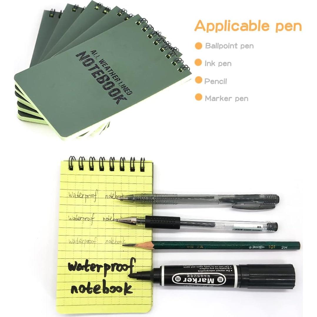 Paquete de 10 Cuadernos Impermeables MOAMUN Verde 7.62x12.7cm