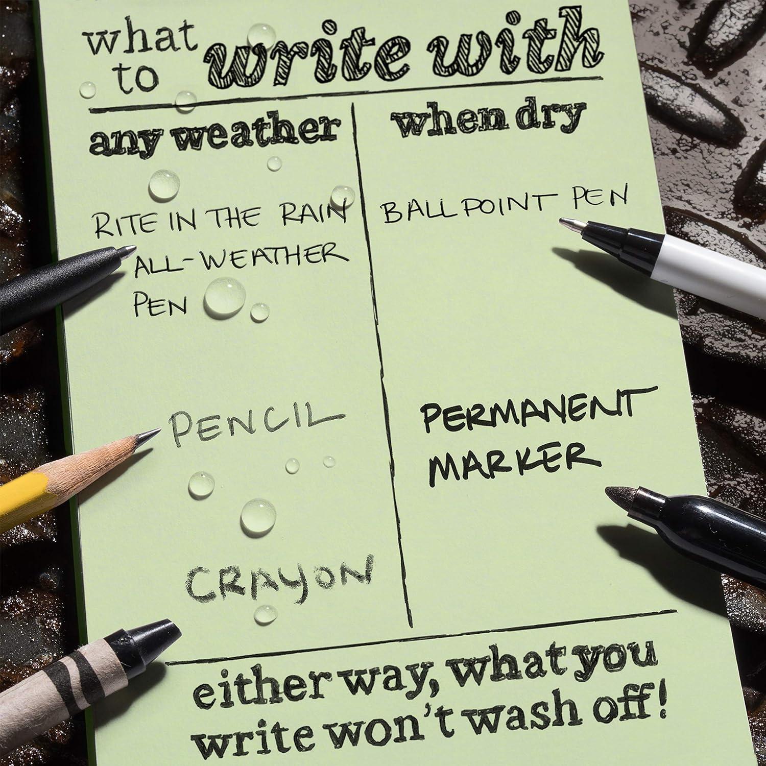 Cuaderno de Bolsillo Rite in the Rain Verde 3.5" x 5" Impermeable