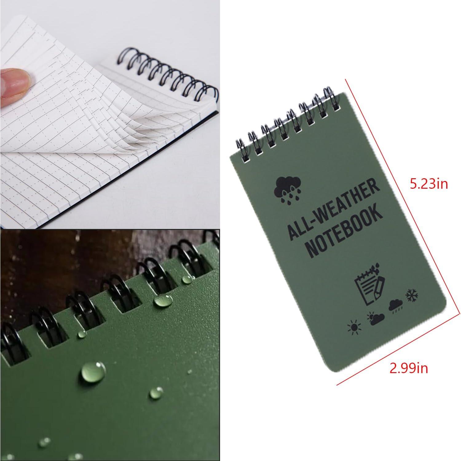 3 Cuadernos Impermeables WedFeir Verde Militar 7.6 x 12.7 cm