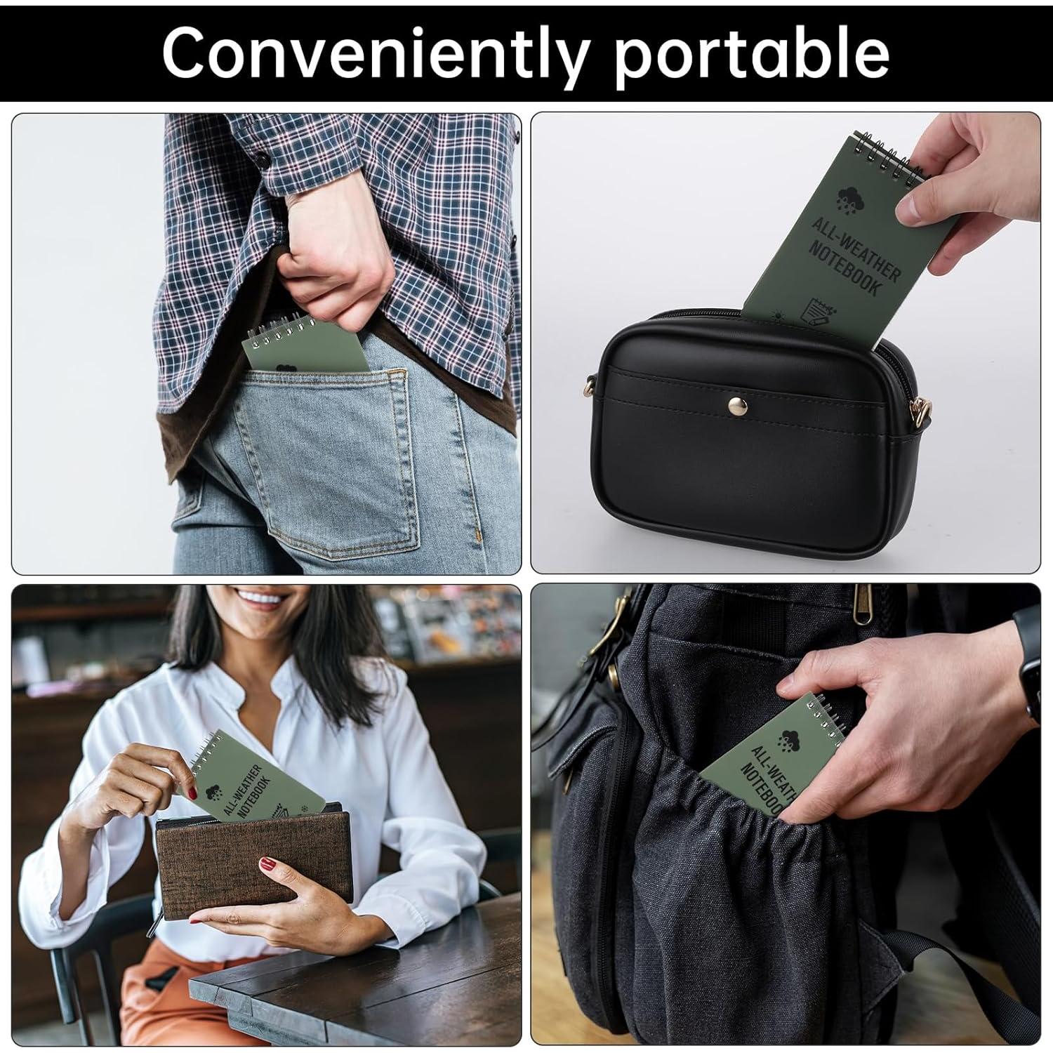 Paquete de 2 Cuadernos Impermeables Aeaocvo Verde 7.6x12.7cm