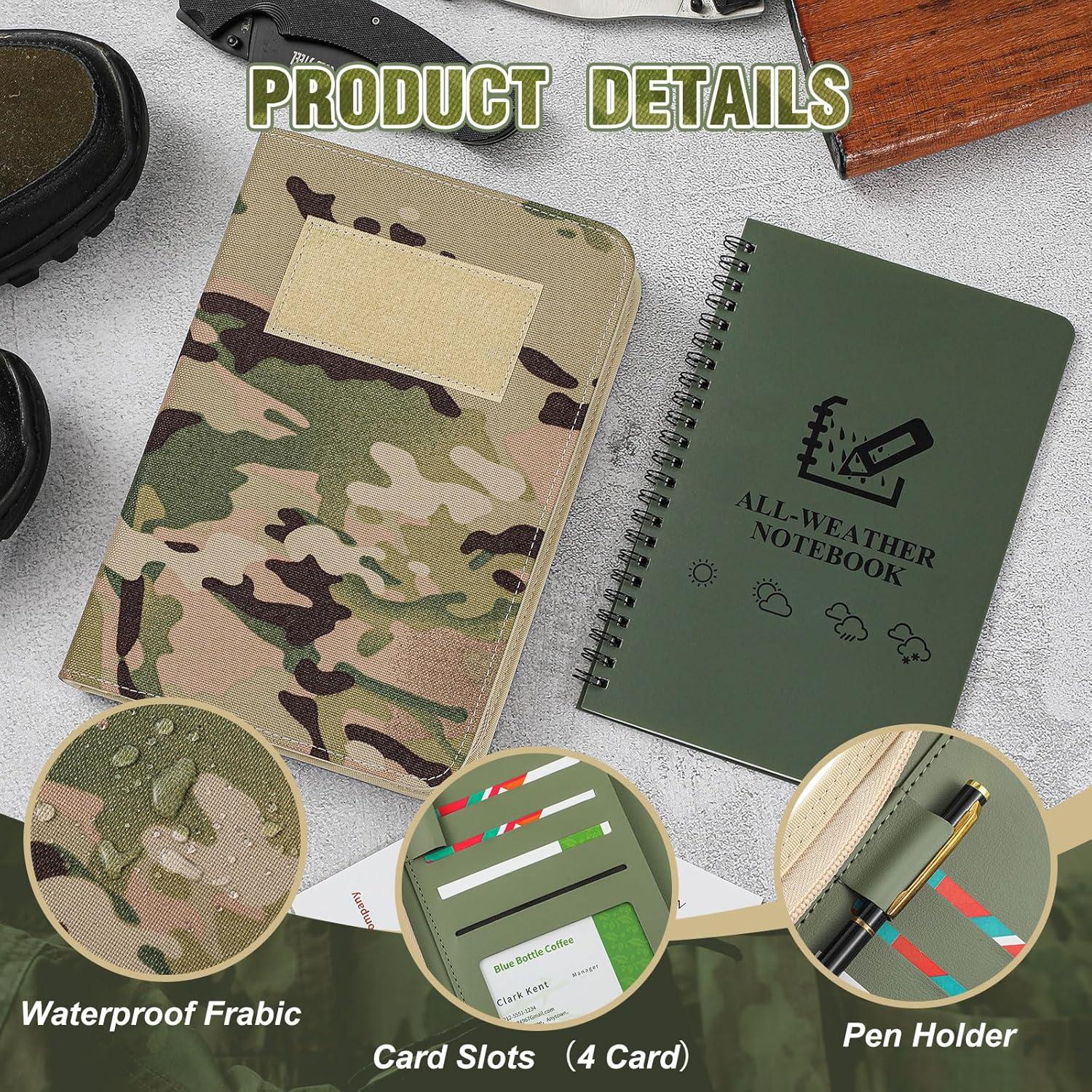 Kit Cuaderno Táctico Impermeable Resurhang 5 Pcs A5 Camuflaje